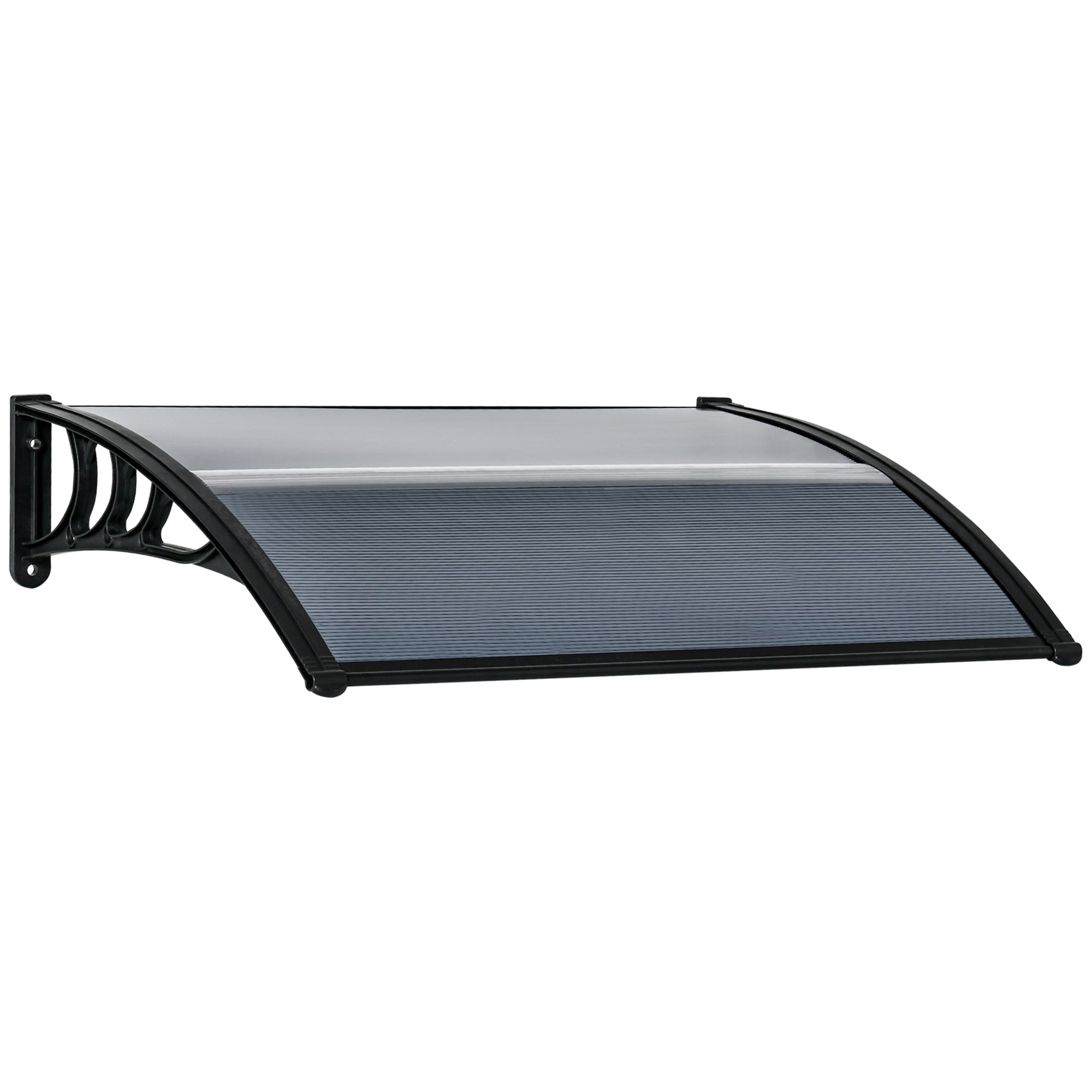 Outsunny Door Canopy Awning Outdoor Window Rain Shelter Cover for Front/Back Door Porch Black 100 x 75cm - North Peak Garden Furniture