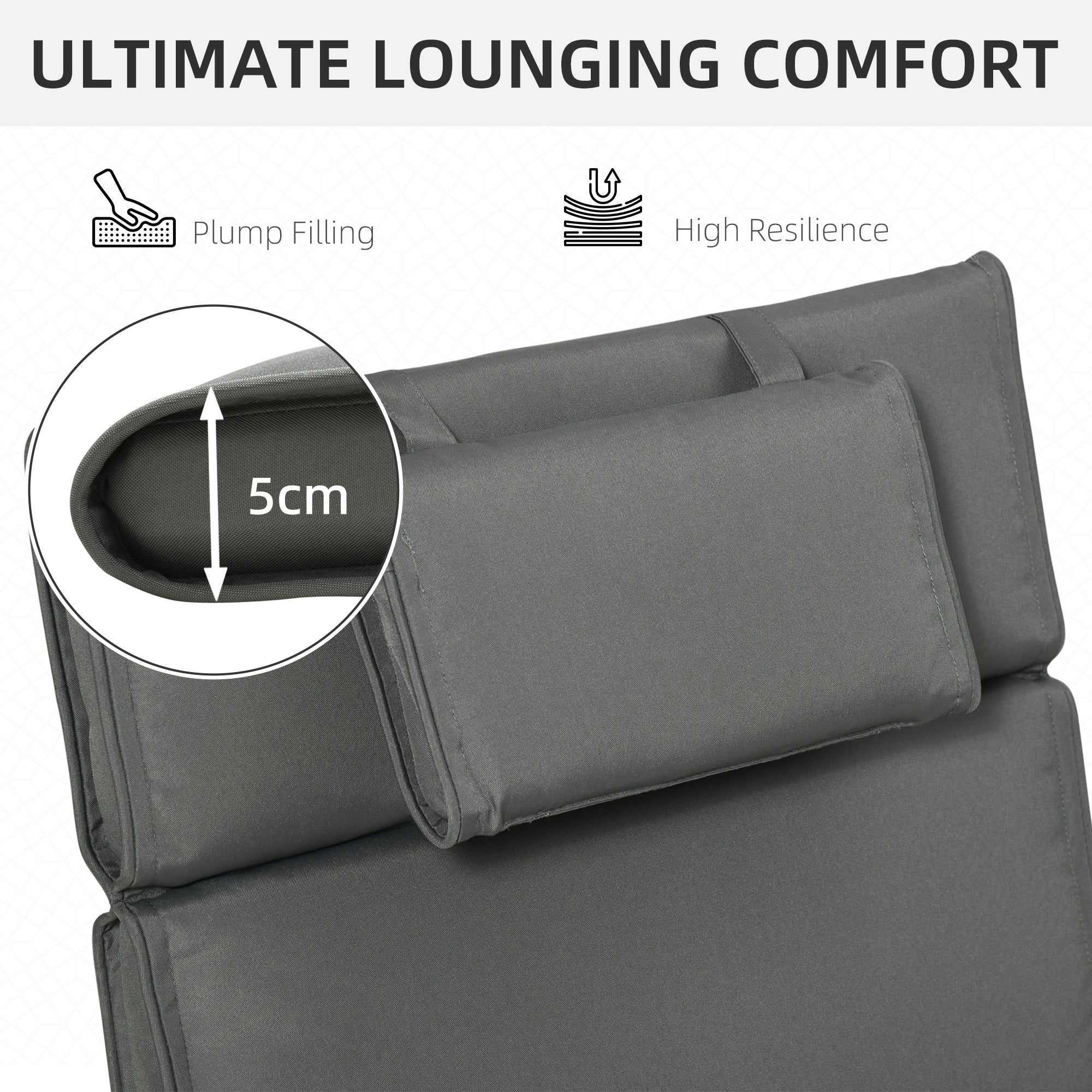 Outsunny Outdoor Garden Patio Folding High Back Chair Cushion Replacement Seat Pad - Grey - North Peak Garden Furniture