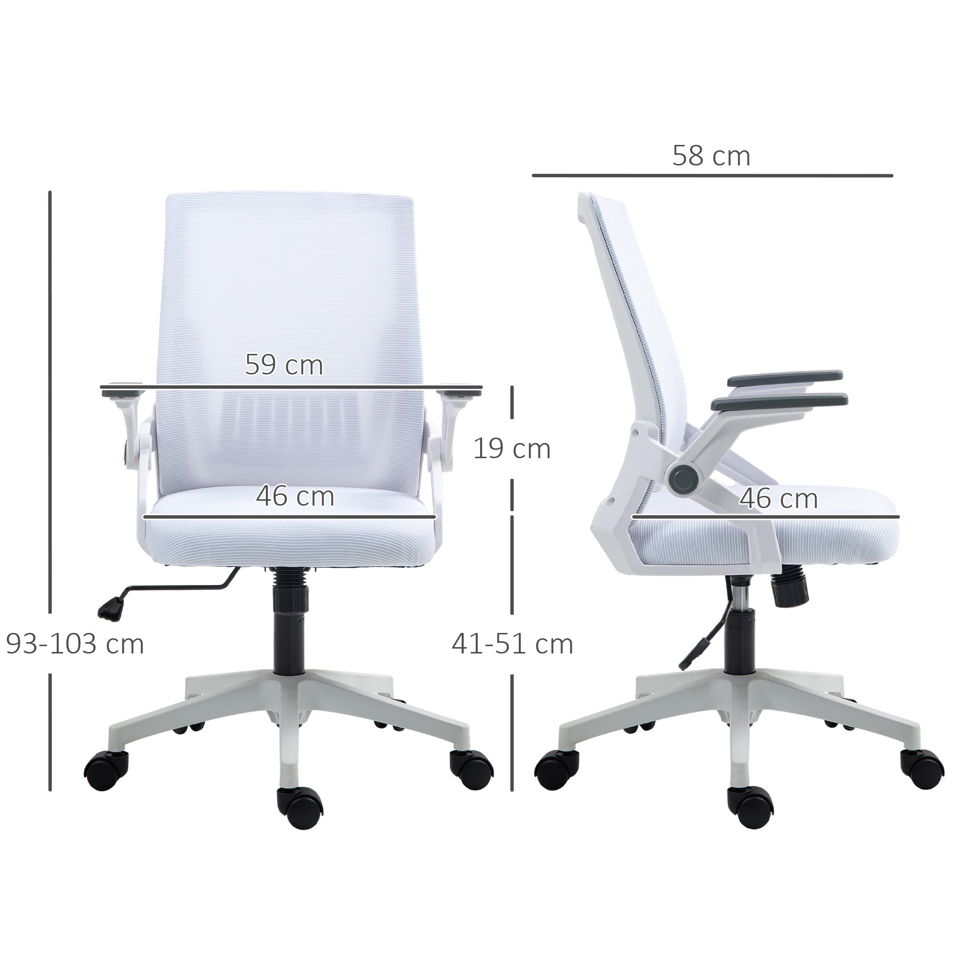 Vinsetto Office Chair, with Lumbar Support - White