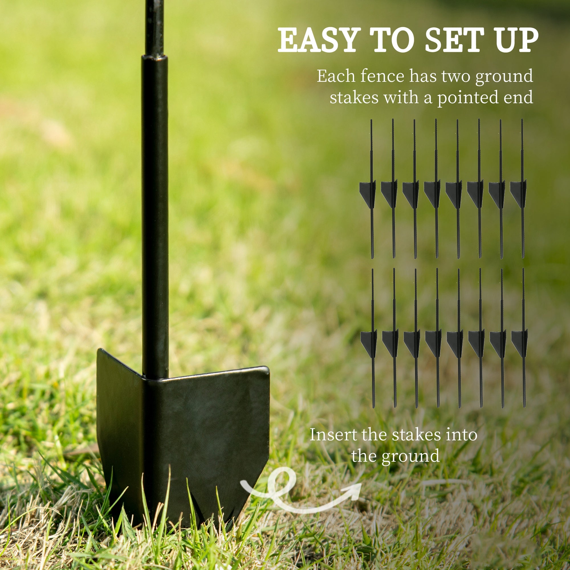 Outsunny Decorative Garden Fencing, 43in x 11.4ft Outdoor Picket Fence Panels, 8PCs Rustproof Steel Wire Landscape Flower Bed Border Edging Animal Barrier, Swirls - North Peak Garden Furniture