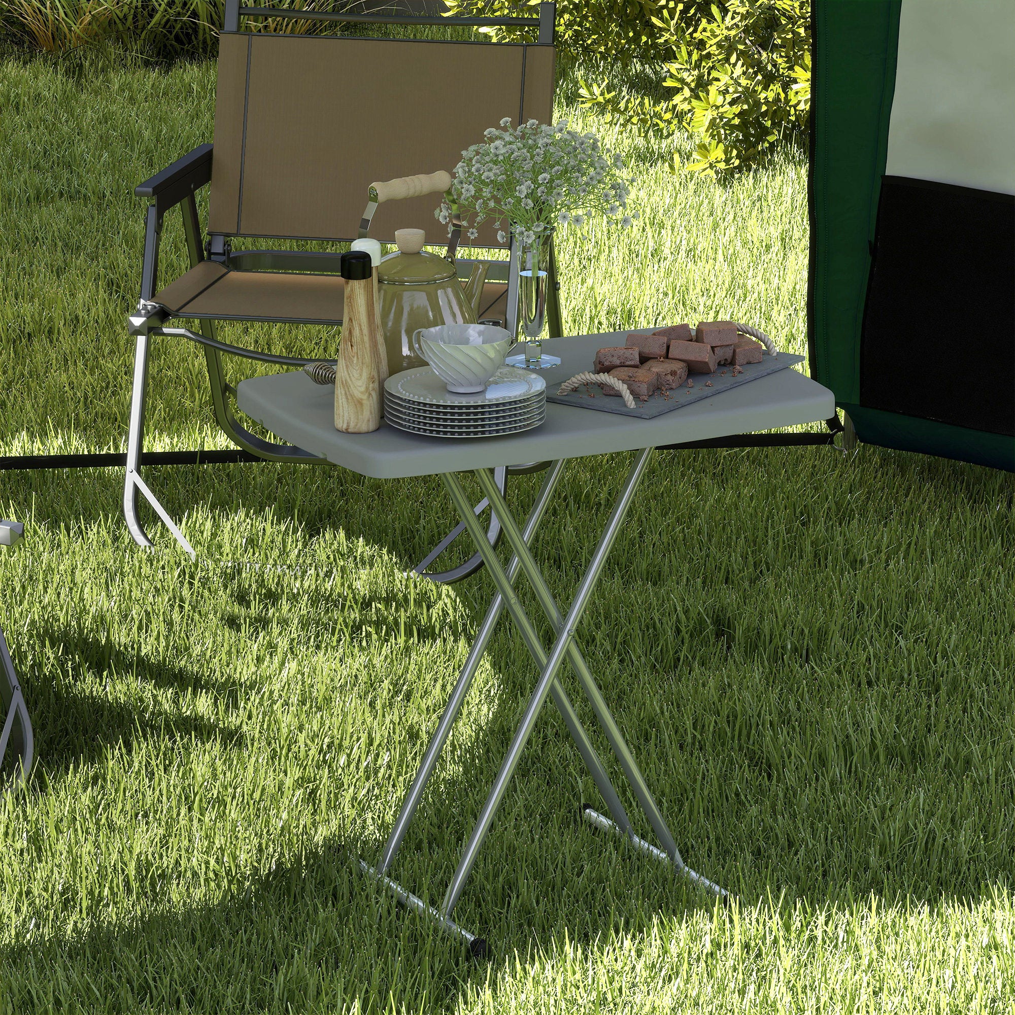 Outsunny Minimal Folding Outdoor Table - Grey/White