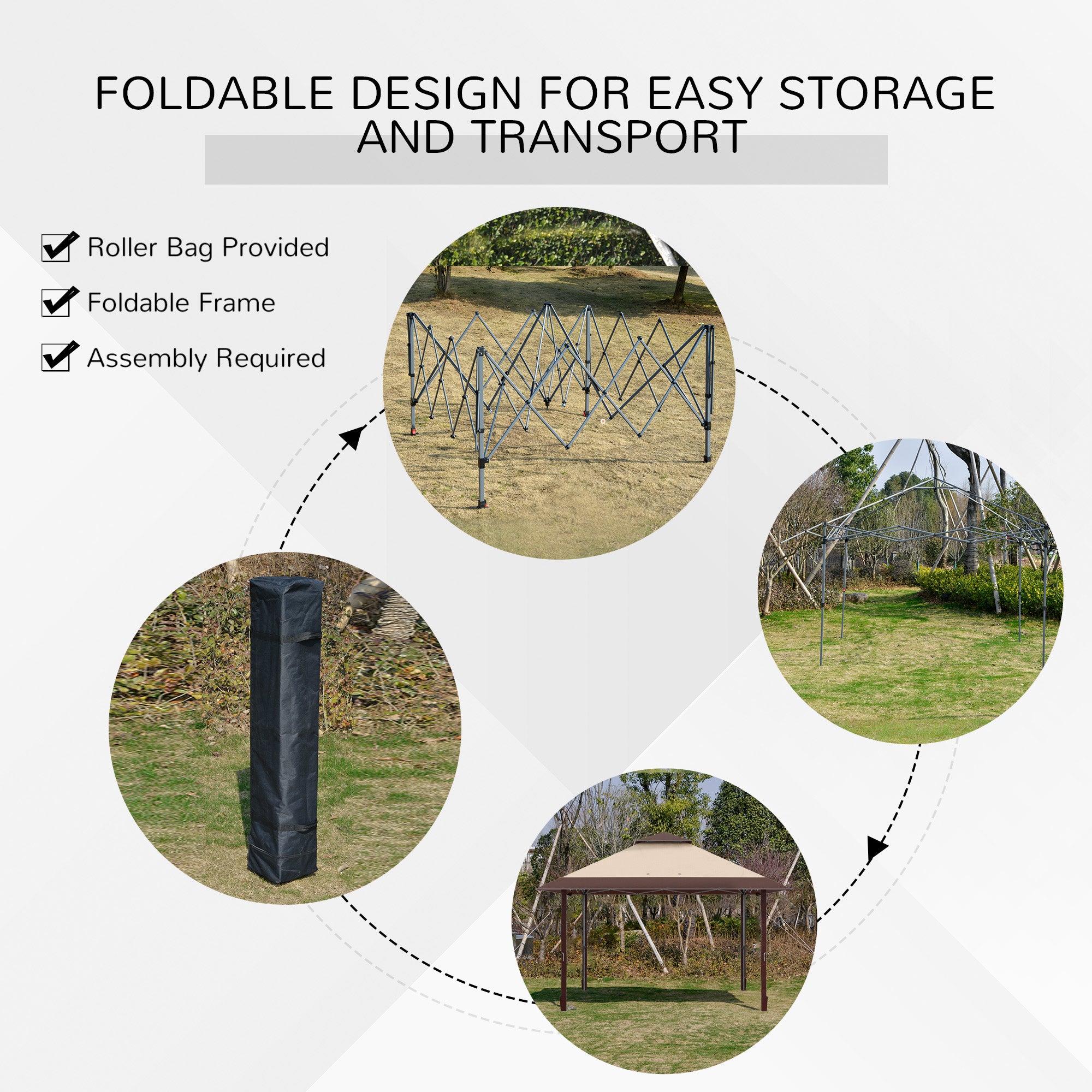 Outsunny 4 x 4m Pop-up Gazebo Double Roof Canopy Tent with UV Proof, Roller Bag & Adjustable Legs Outdoor Party, Steel Frame, Coffee - North Peak Garden Furniture