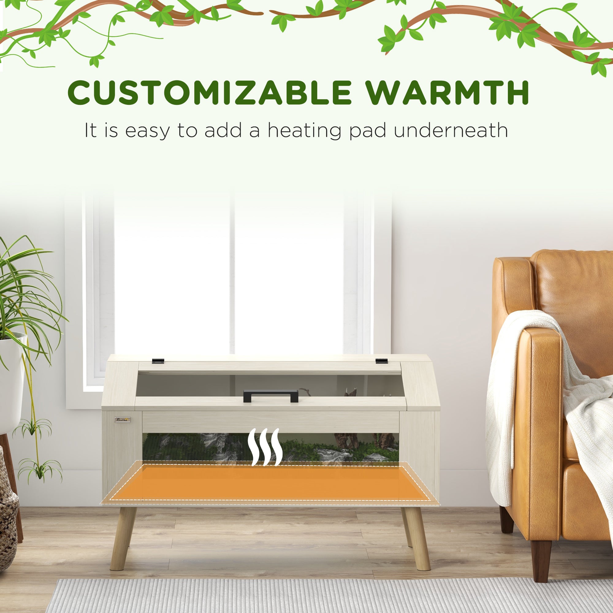 PawHut 140L Vivarium for Snakes, Lizards, Horned Frogs, Chameleons, Hamsters, Gerbils with Tempered Glass Windows - North Peak Garden Furniture