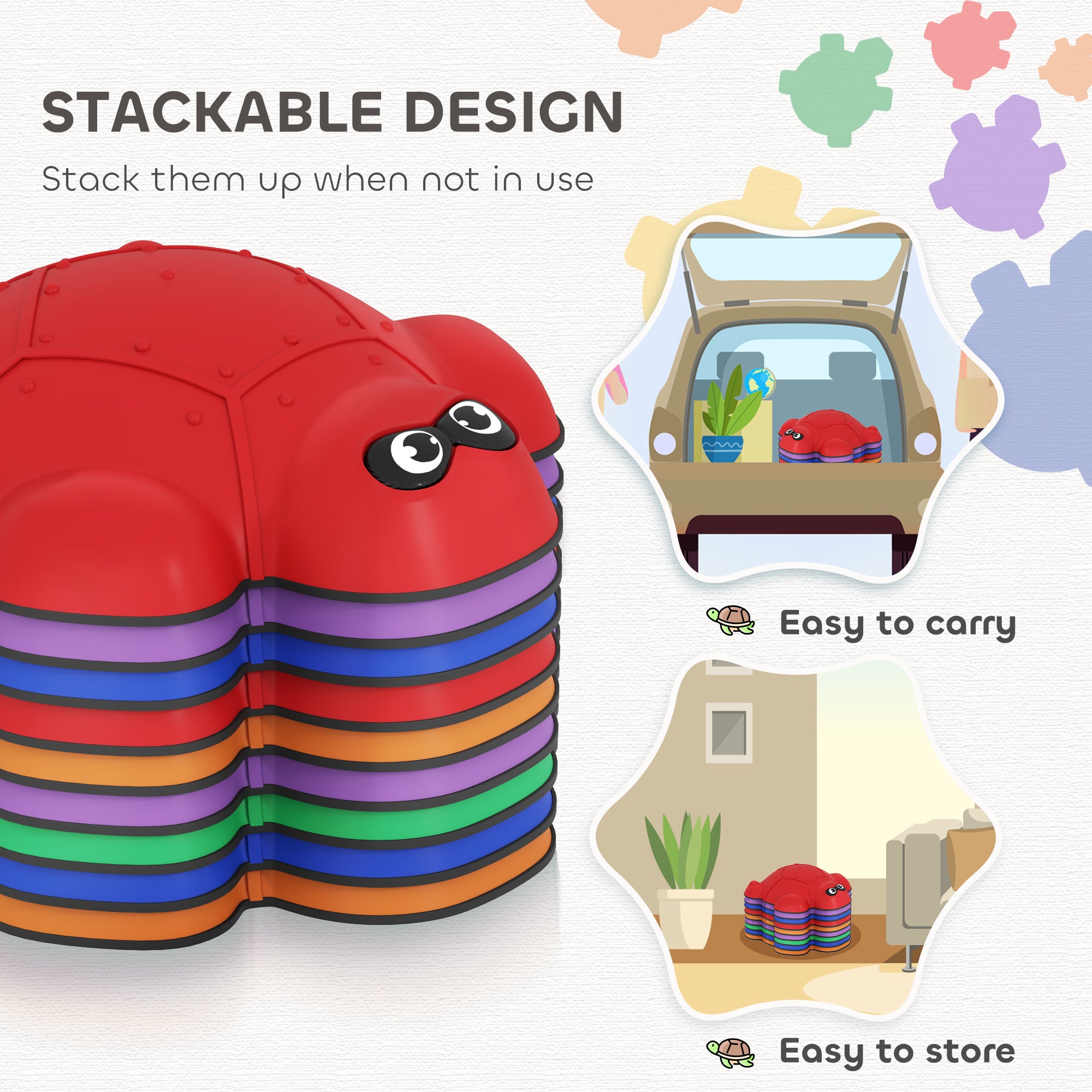 AIYAPLAY 9 PCS Balance Stepping Stones with Non-slip Edge, Indoor Outdoor Obstacle Courses for Kids Ages 3-8 Years, Multicoloured - North Peak Garden Furniture