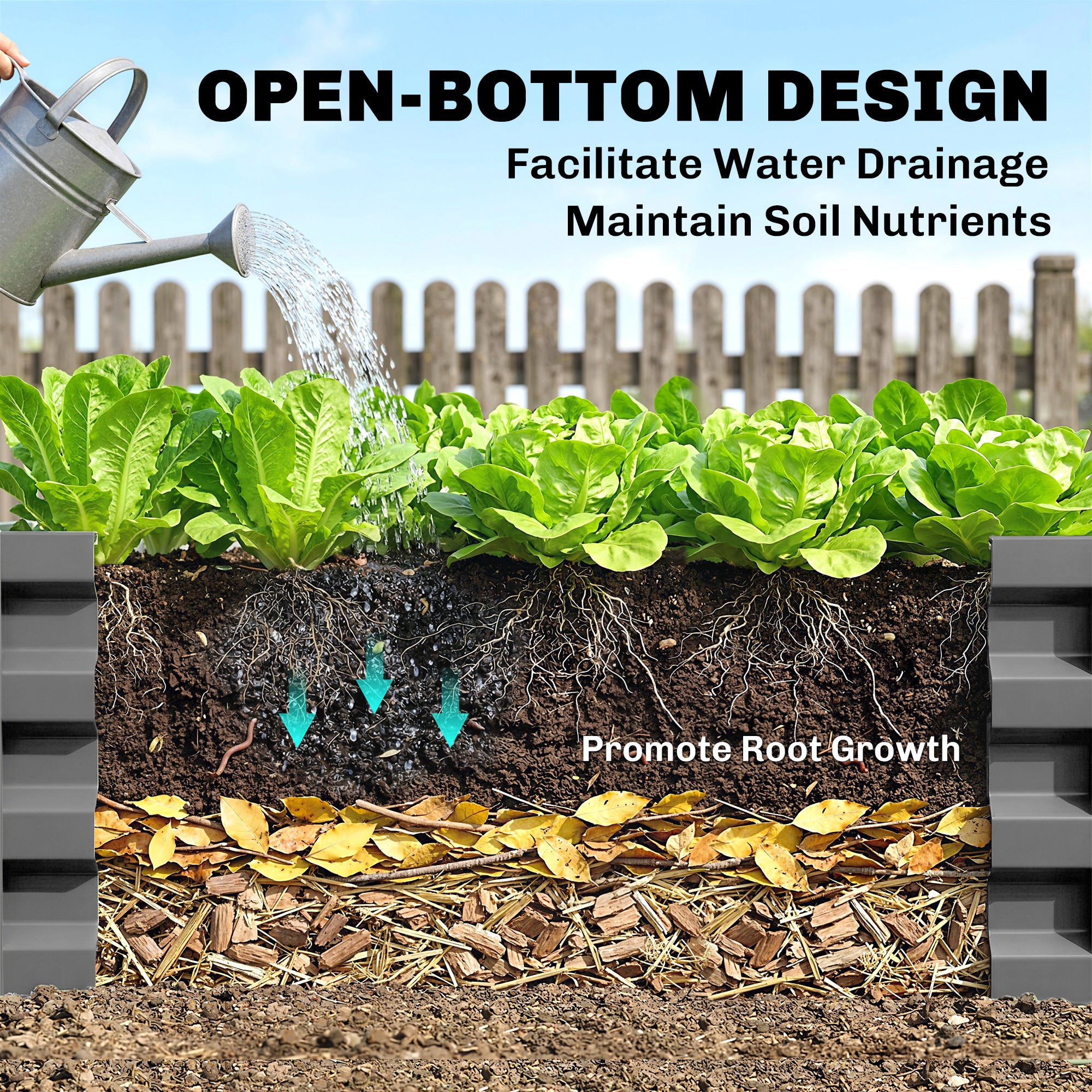 Outsunny 432L Square Raised Garden Bed Box Steel Frame for Vegetables, Flowers and Herbs, 120 x 120 x 30cm, Light Grey