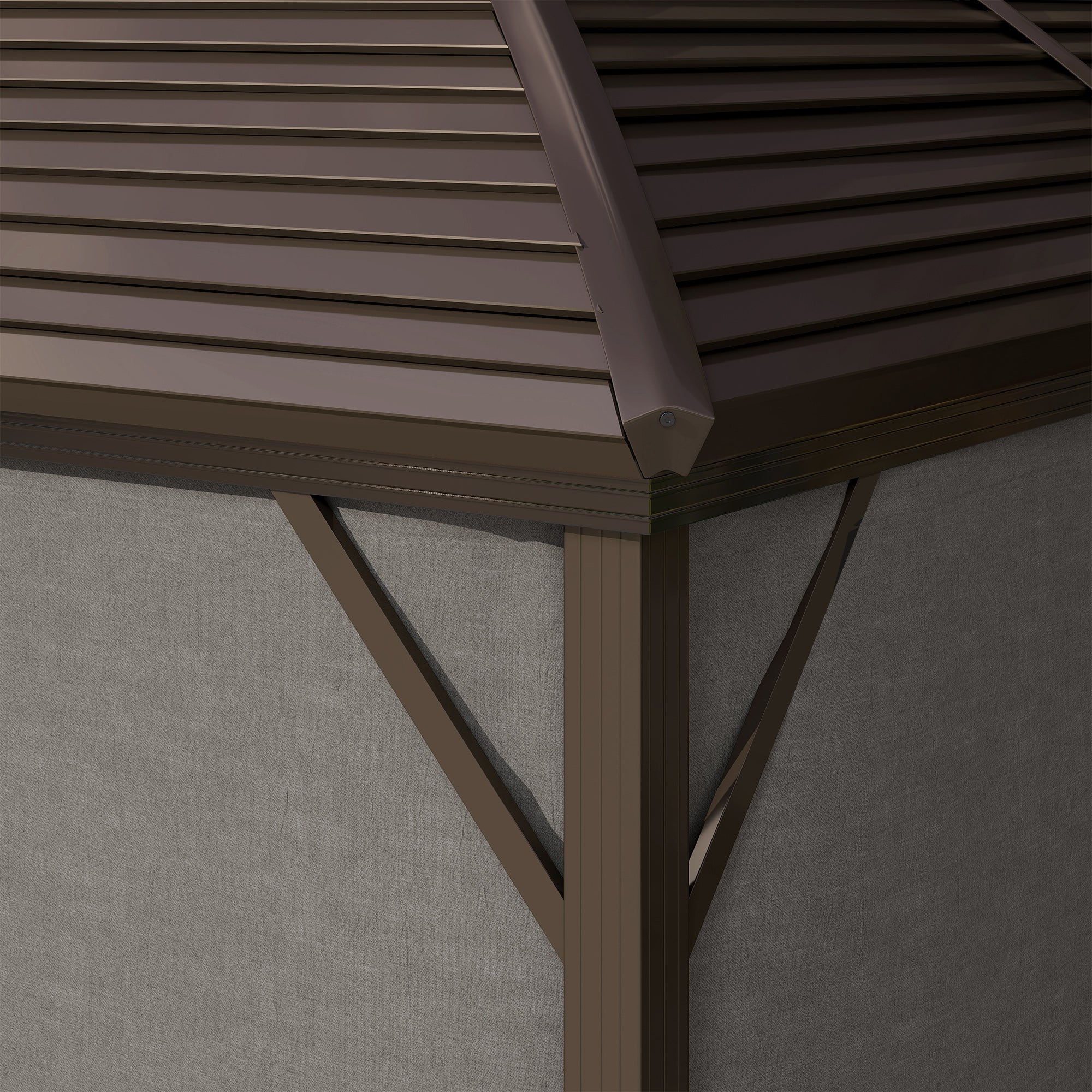 Outsunny 3 x 4m Hardtop Gazebo Canopy with Metal Roof, Aluminium Gazebo Permanent Pavilion with Netting and Curtains, Dark Grey