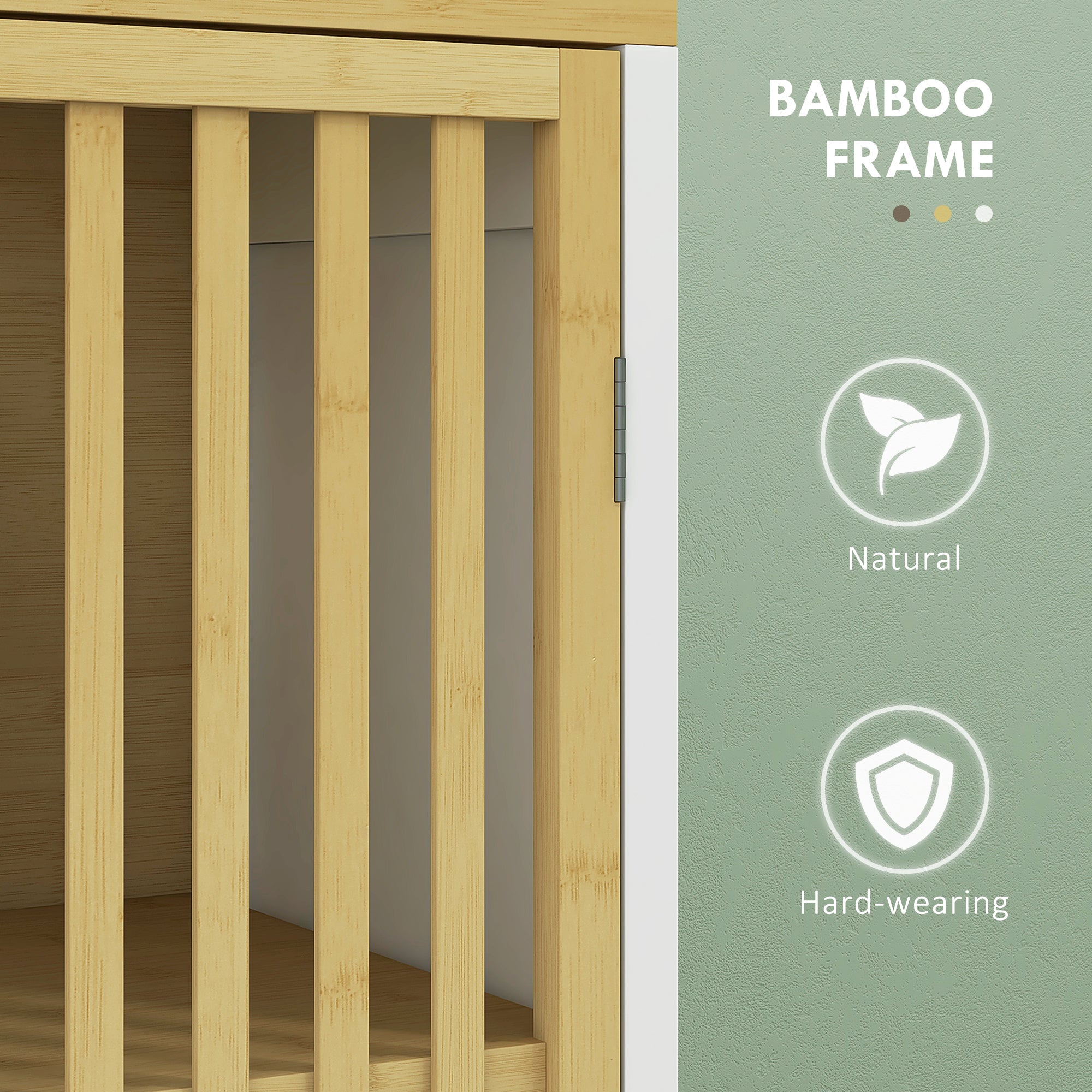 HOMCOM Bamboo-Blend Retro Cut-Out Bathroom Storage Unit, with Cupboard - North Peak Garden Furniture