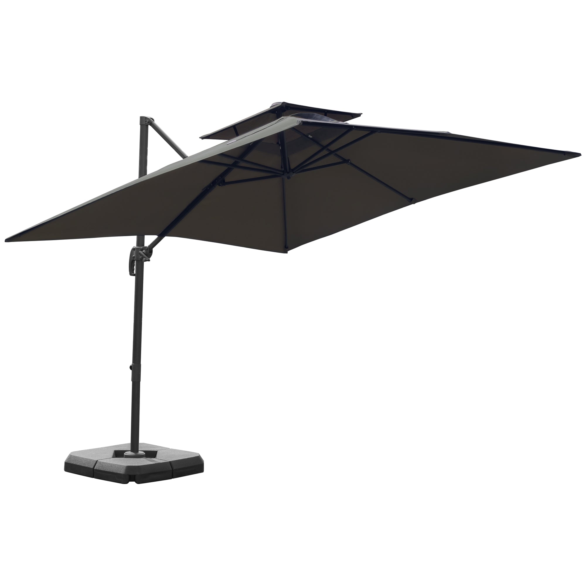 Outsunny Cantilever Parasol 360 Degree Rotation Angle Adjustment Outdoor Market Garden Umbrella - Dark Grey