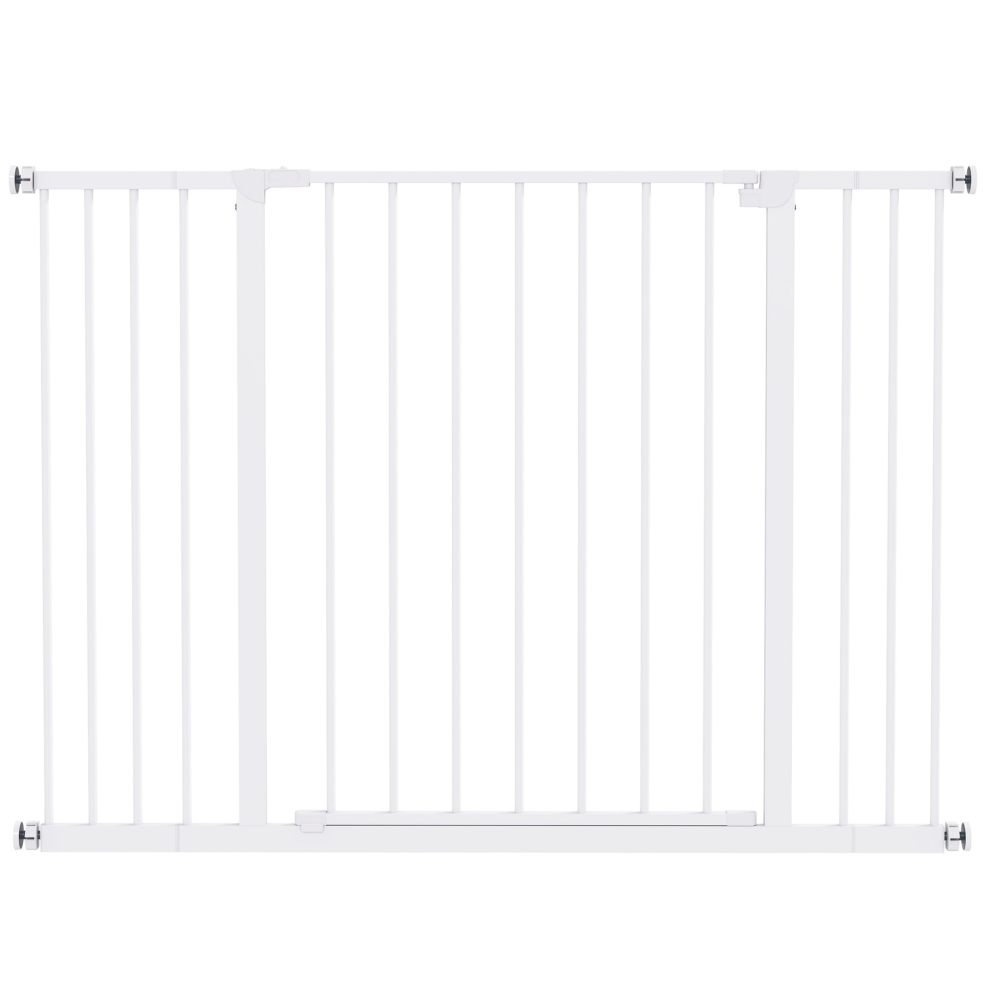 PawHut Dog Gate Pet Safety Gate Stair Barrier Pressure Fit Adjustable 76-82/86-97/101-107 cm, White - North Peak Garden Furniture