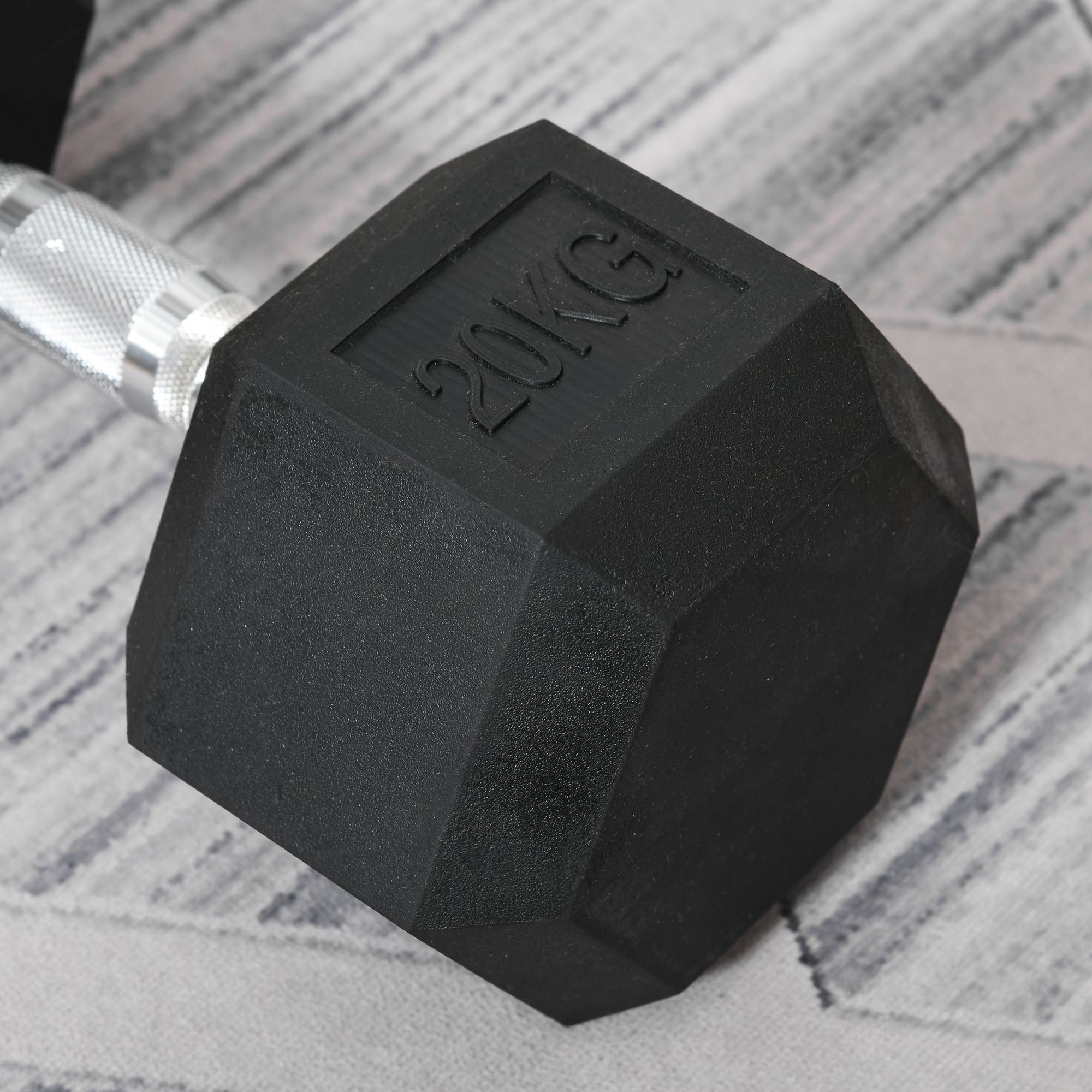 HOMCOM 20KG Single Rubber Hex Dumbbell Portable Hand Weights Dumbbell Home Gym - North Peak Garden Furniture