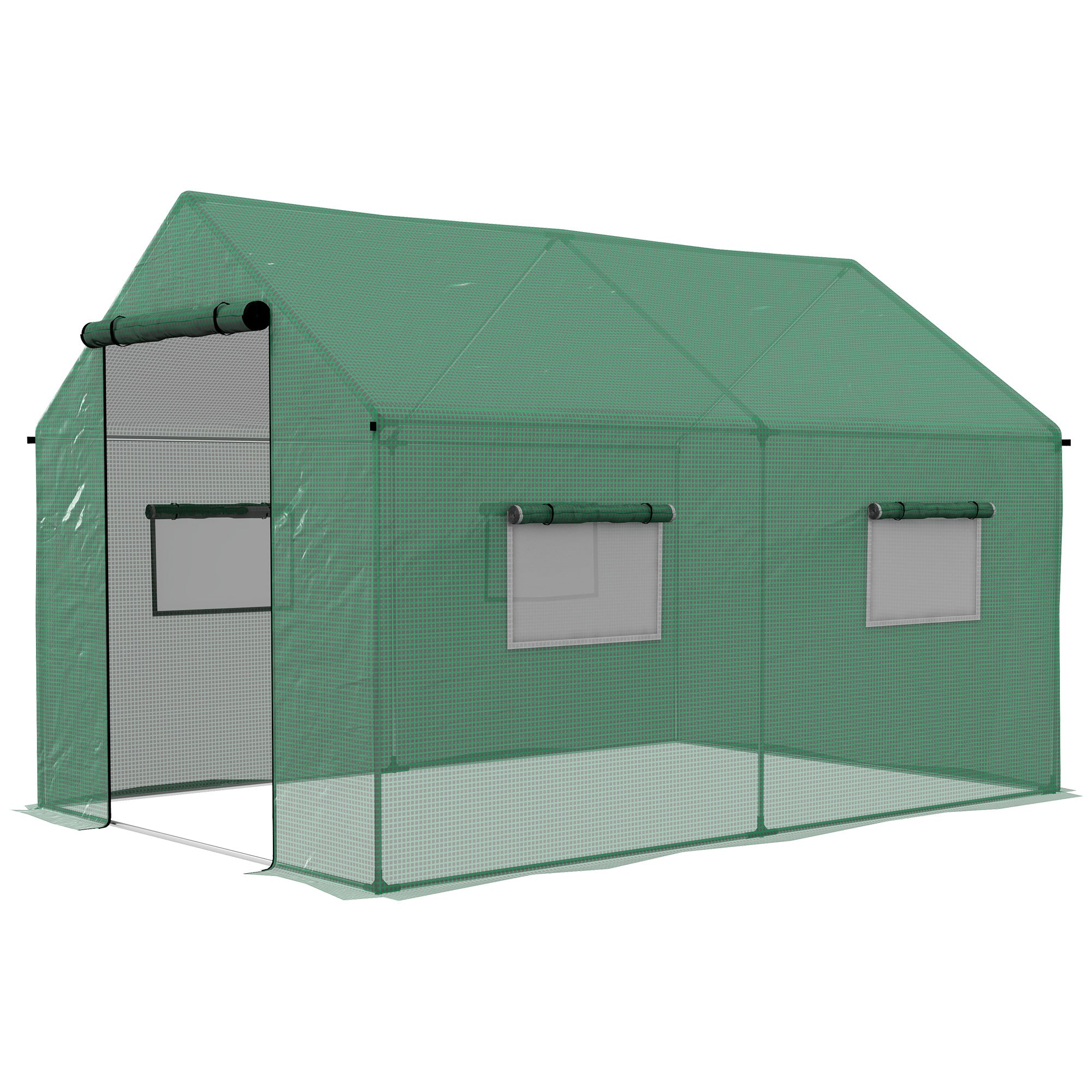 Outsunny Polyethylene Walk-in Polytunnel Greenhouse, 2 x 3(m), Green