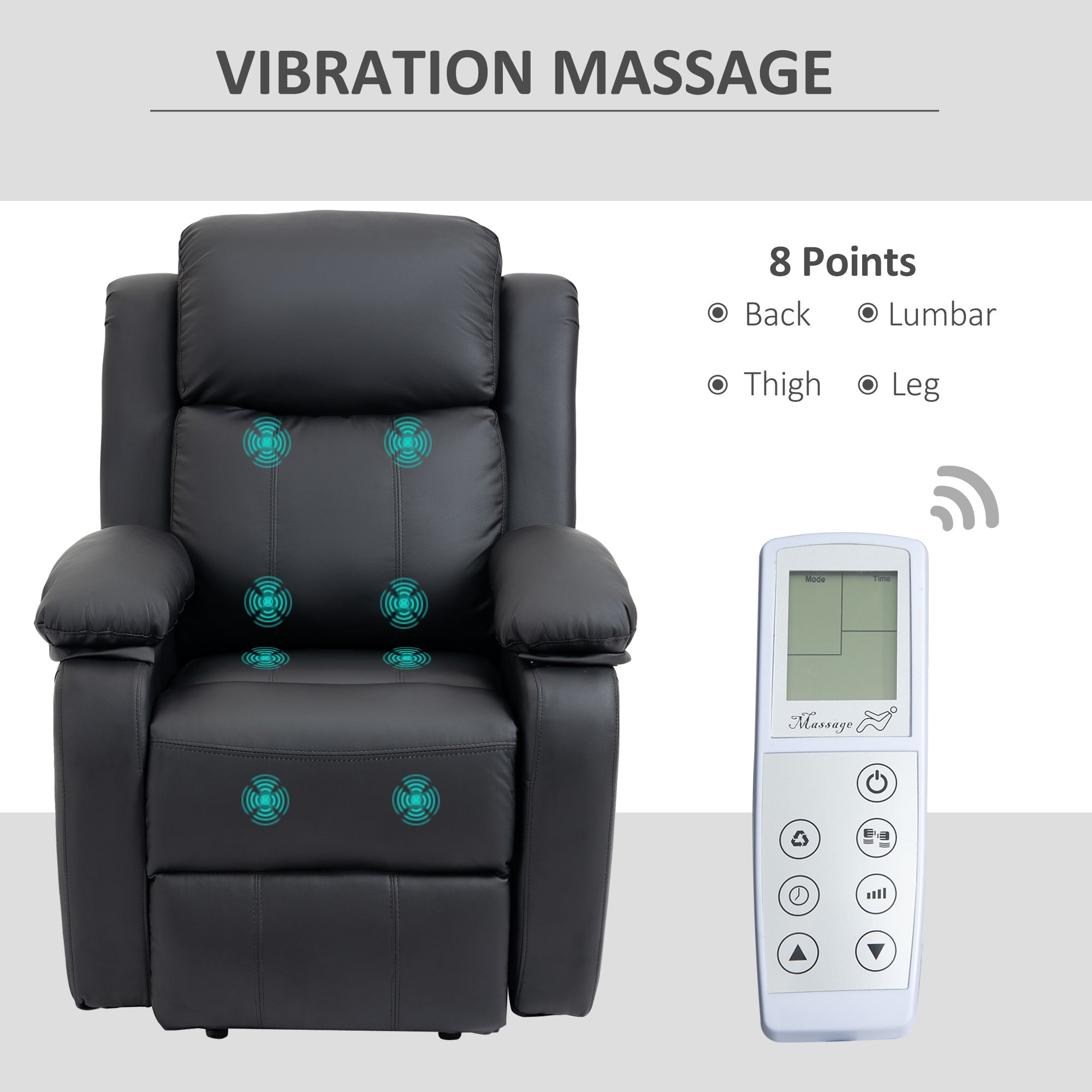 HOMCOM Electric Power Lift Recliner Chair Vibration Massage Reclining Chair with Remote Control and Side Pocket, Black - North Peak Garden Furniture