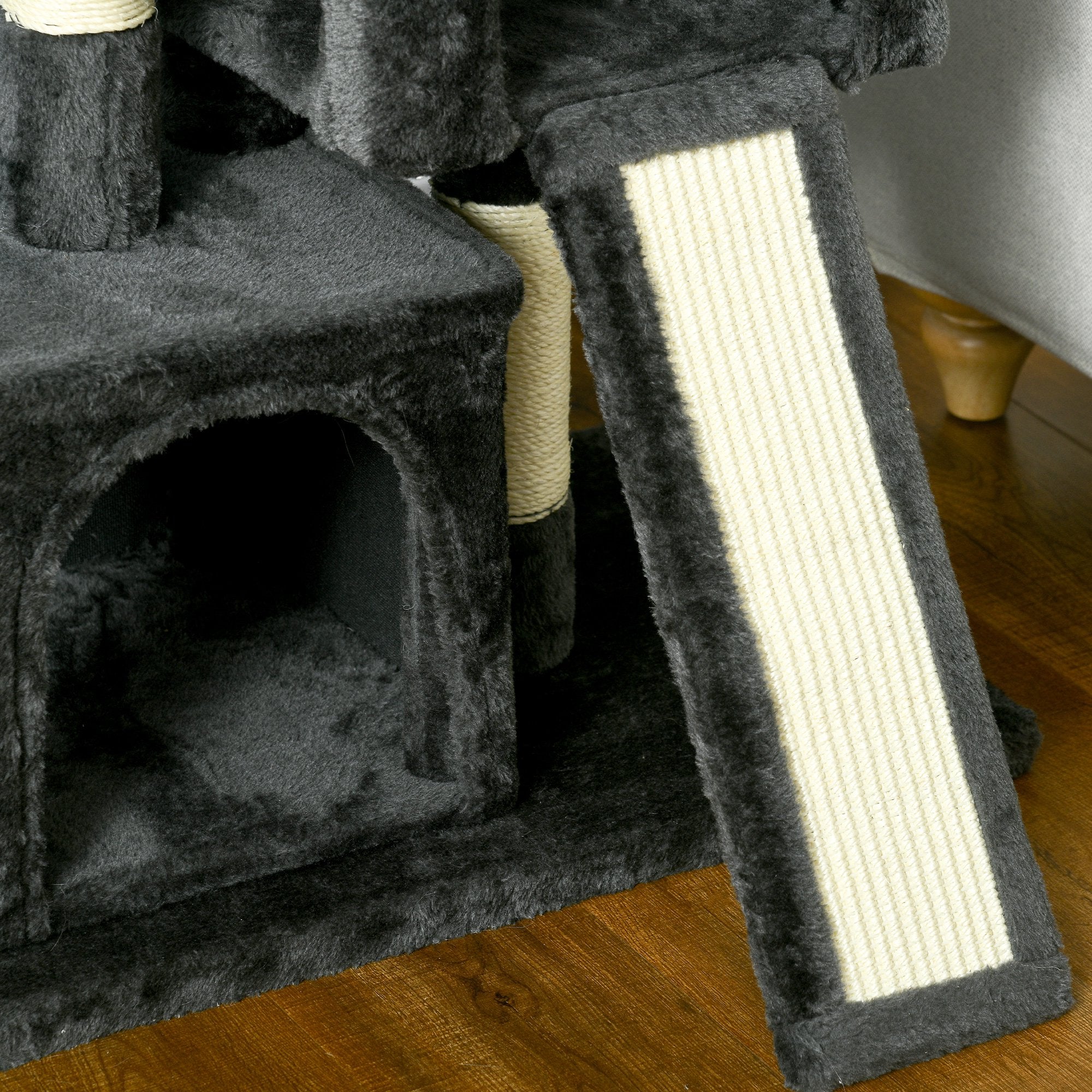PawHut Cat Tree for Indoor Cats 83cm Cat Scratching Post Scratch Board Kitten Tower Climbing Frame Black - North Peak Garden Furniture