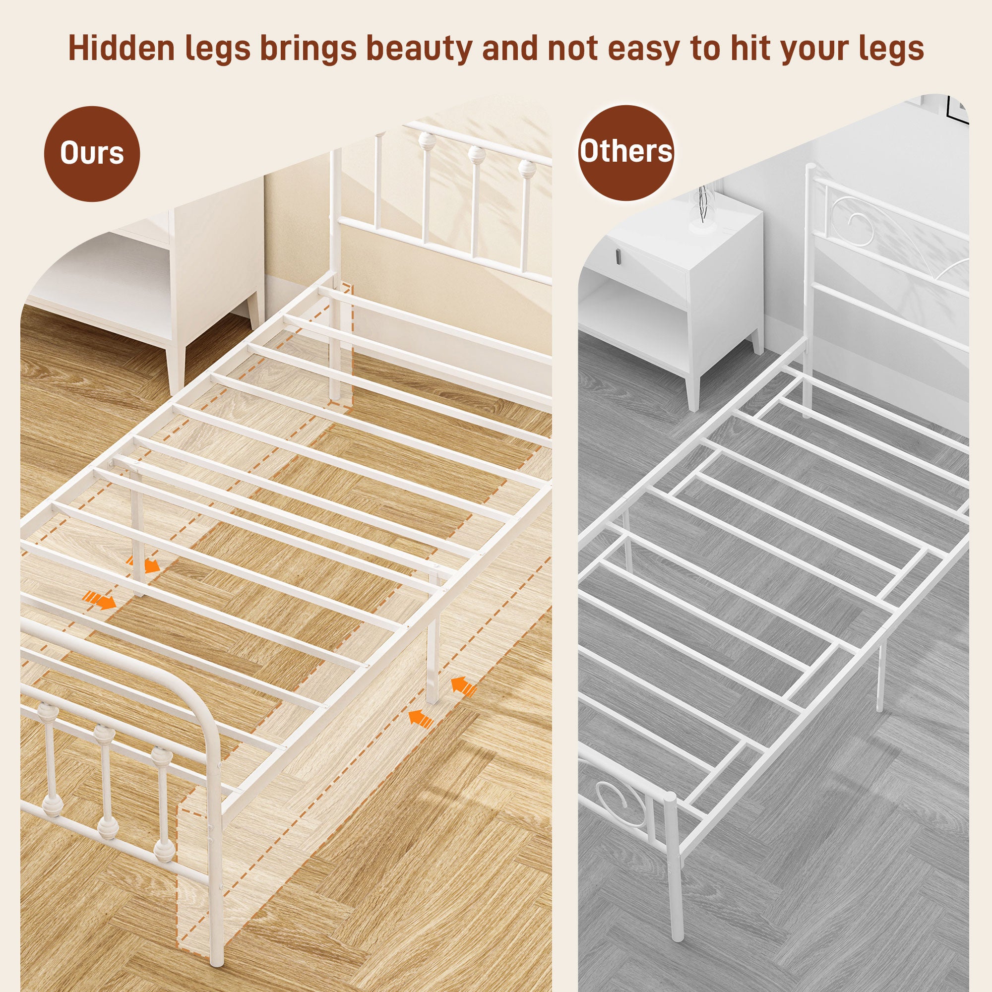 HOMCOM Single Minimalistic Metal Bed Frame - White - North Peak Garden Furniture