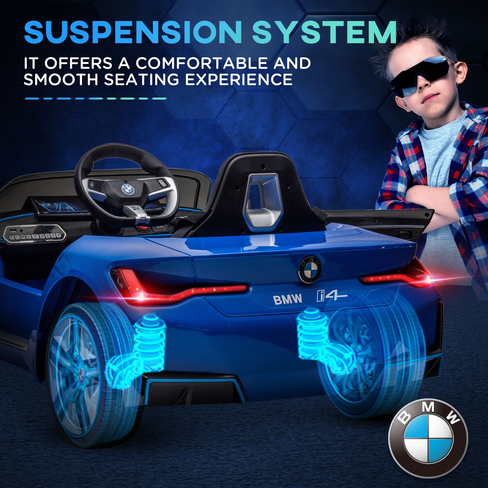 HOMCOM BMW i4 Licensed 12V Kids Electric Ride-On Car - North Peak Garden Furniture