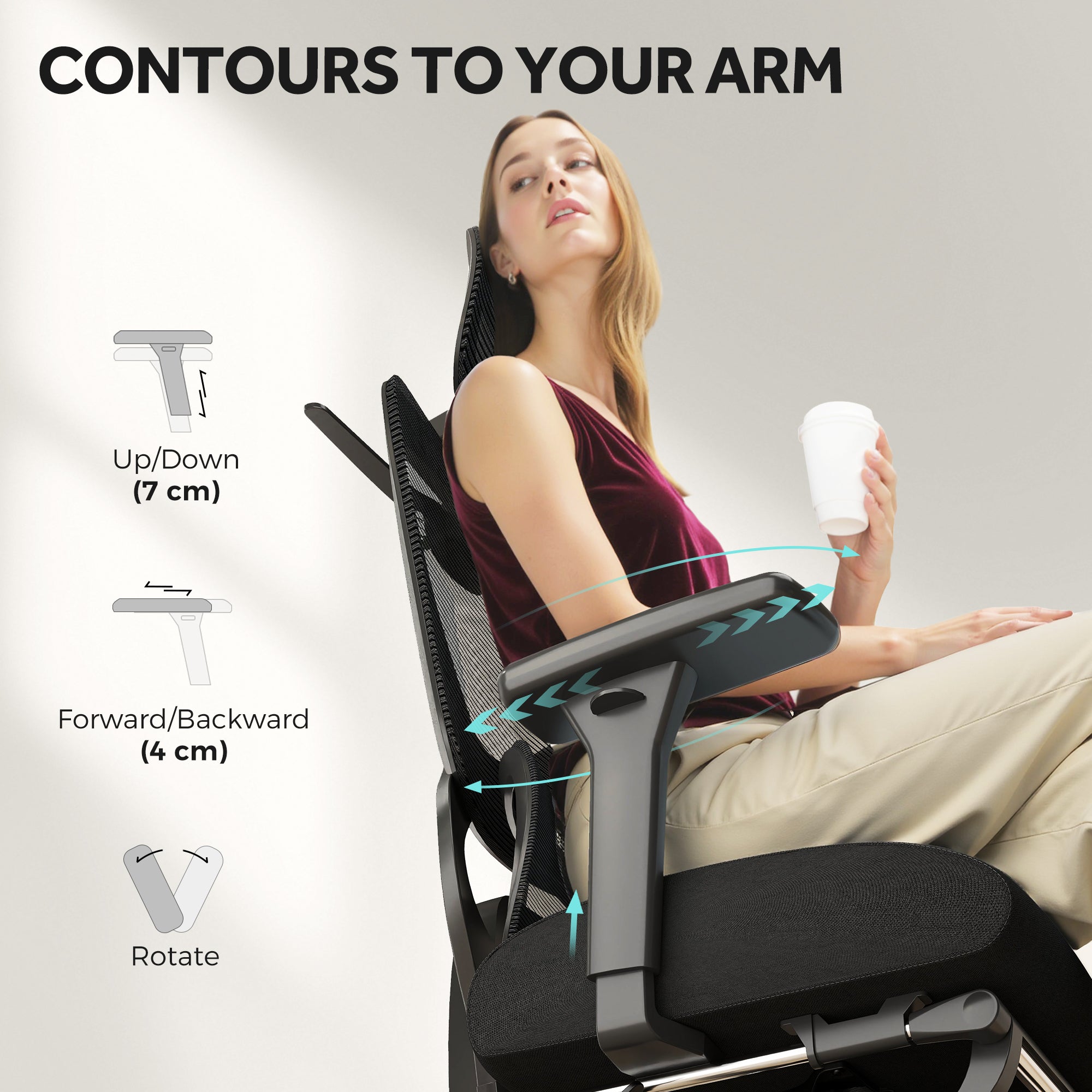 HOMCOM Executive Office Chair, Ergonomic Mesh Desk Chair with 3D Armrests, Rotatable Headrest, Adjustable Lumbar Support, Recliner Computer Swivel Chair with Footrest for Home Office, Black - North Peak Garden Furniture
