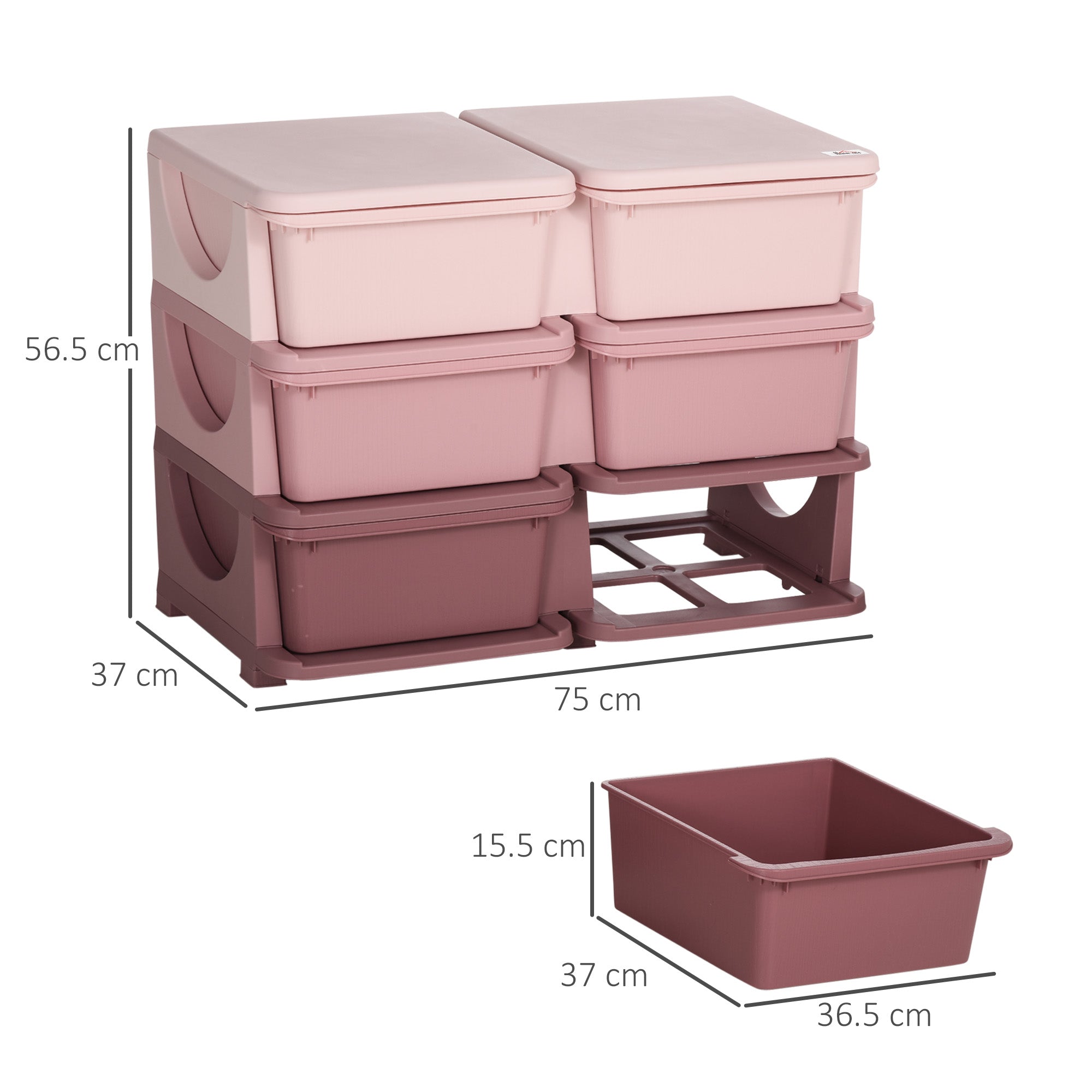 HOMCOM Kids Storage Unit, with Six Drawers - Pink - North Peak Garden Furniture