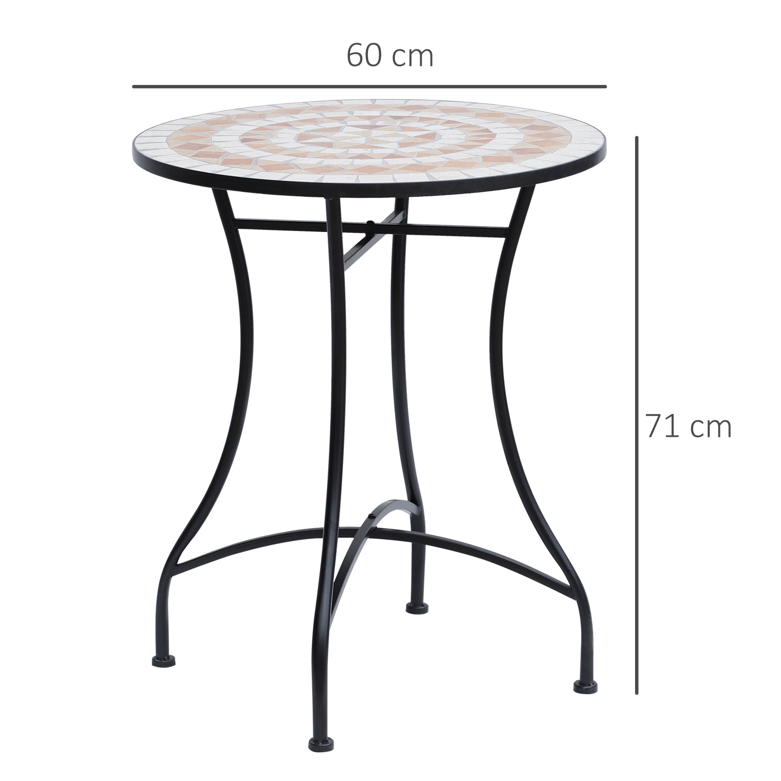 Outsunny 60cm Mosaic Round Bistro Table Side Bar Table Patio Garden Table Outdoor Balcony Furniture