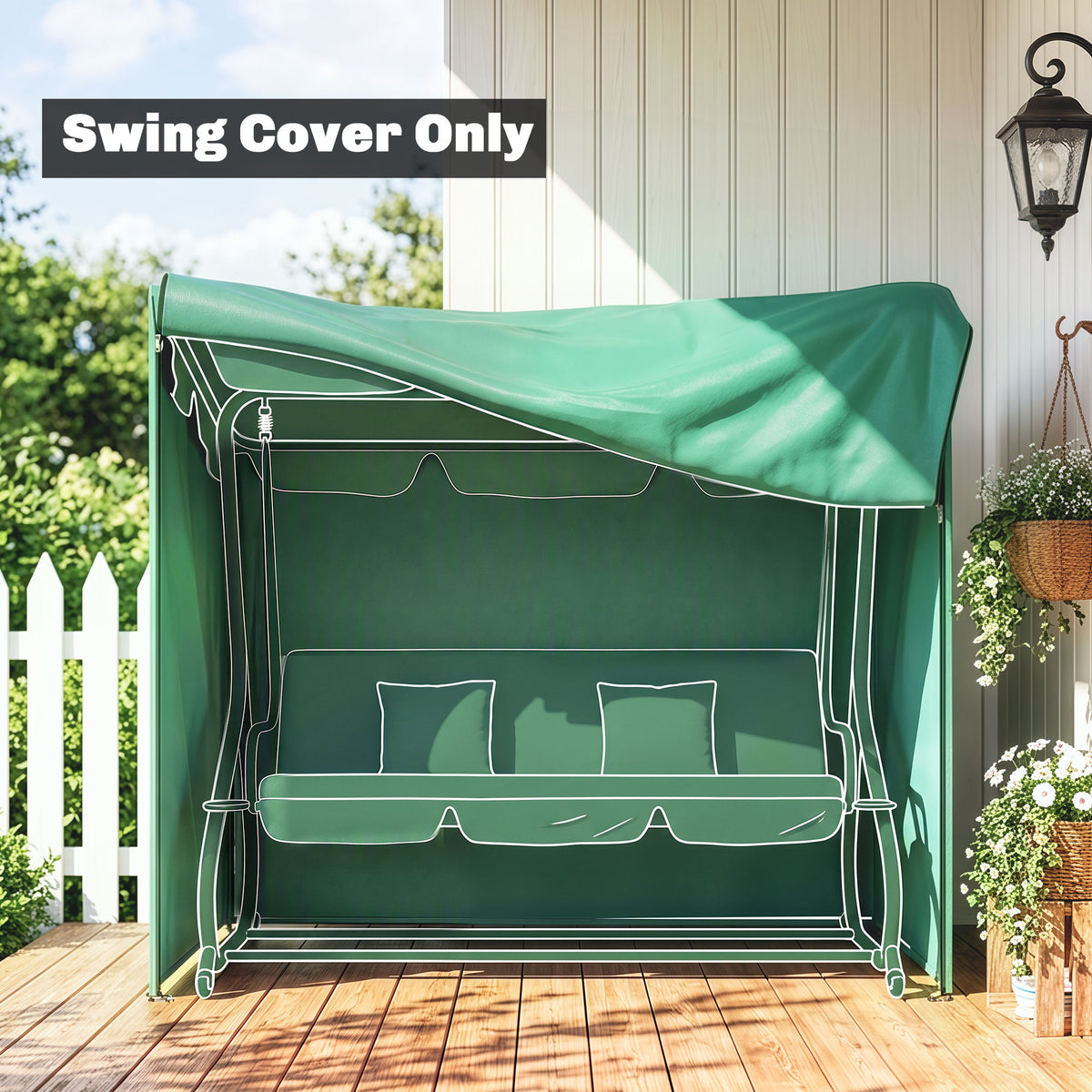 Outsunny 220 x 125cm Three-Seater Swing Chair Protective Cover - Green