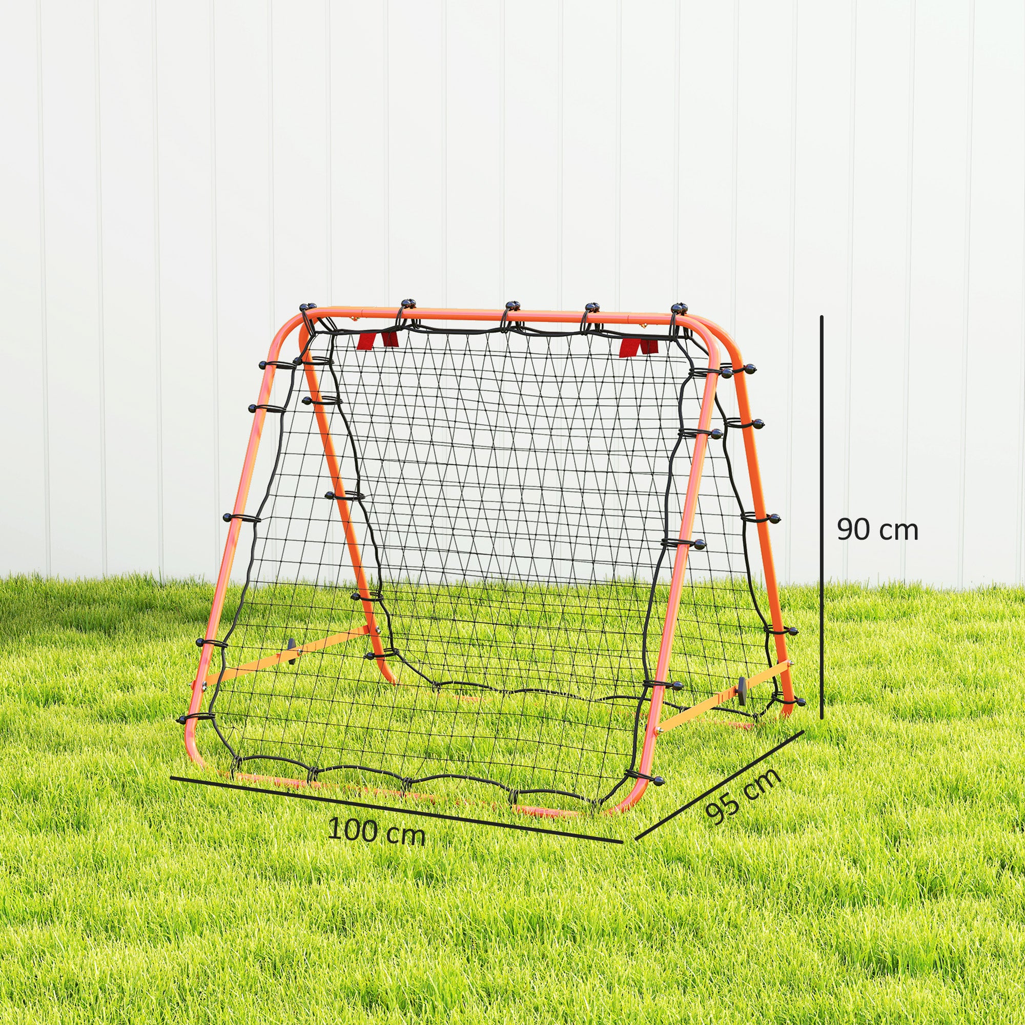 HOMCOM Double Sided Football Rebounder Net, Football Rebound Goal with Five Adjustable Angles, Orange - North Peak Garden Furniture