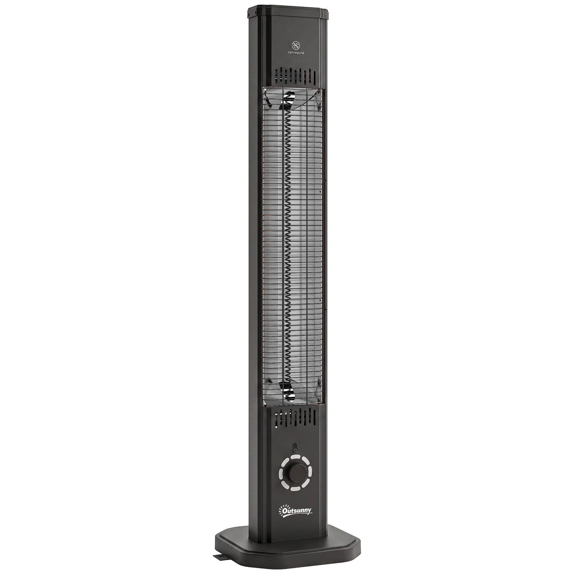 Outsunny 2000 W Electric Infrared Patio Heater with Cover, Free Standing/Wall Mounted IP65 Outdoor Garden Heater, Black