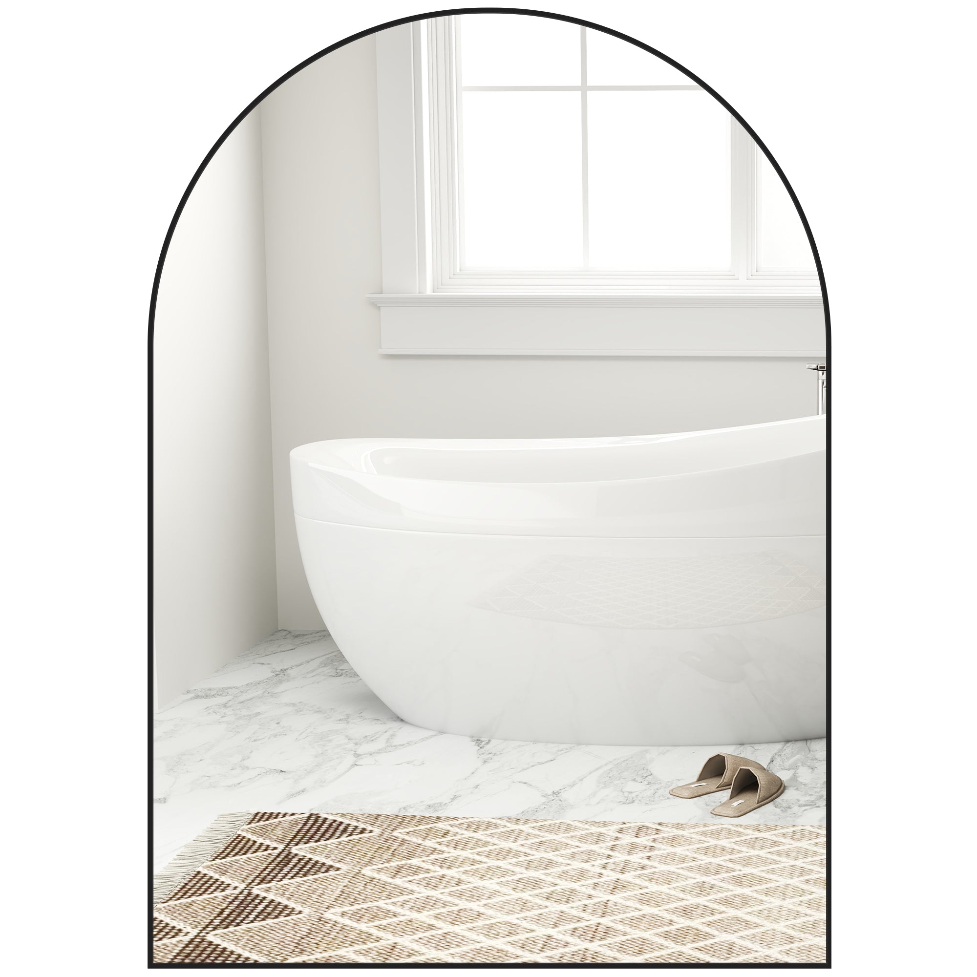 HOMCOM 50 x 70cm Arched Home Mirror - Black - North Peak Garden Furniture