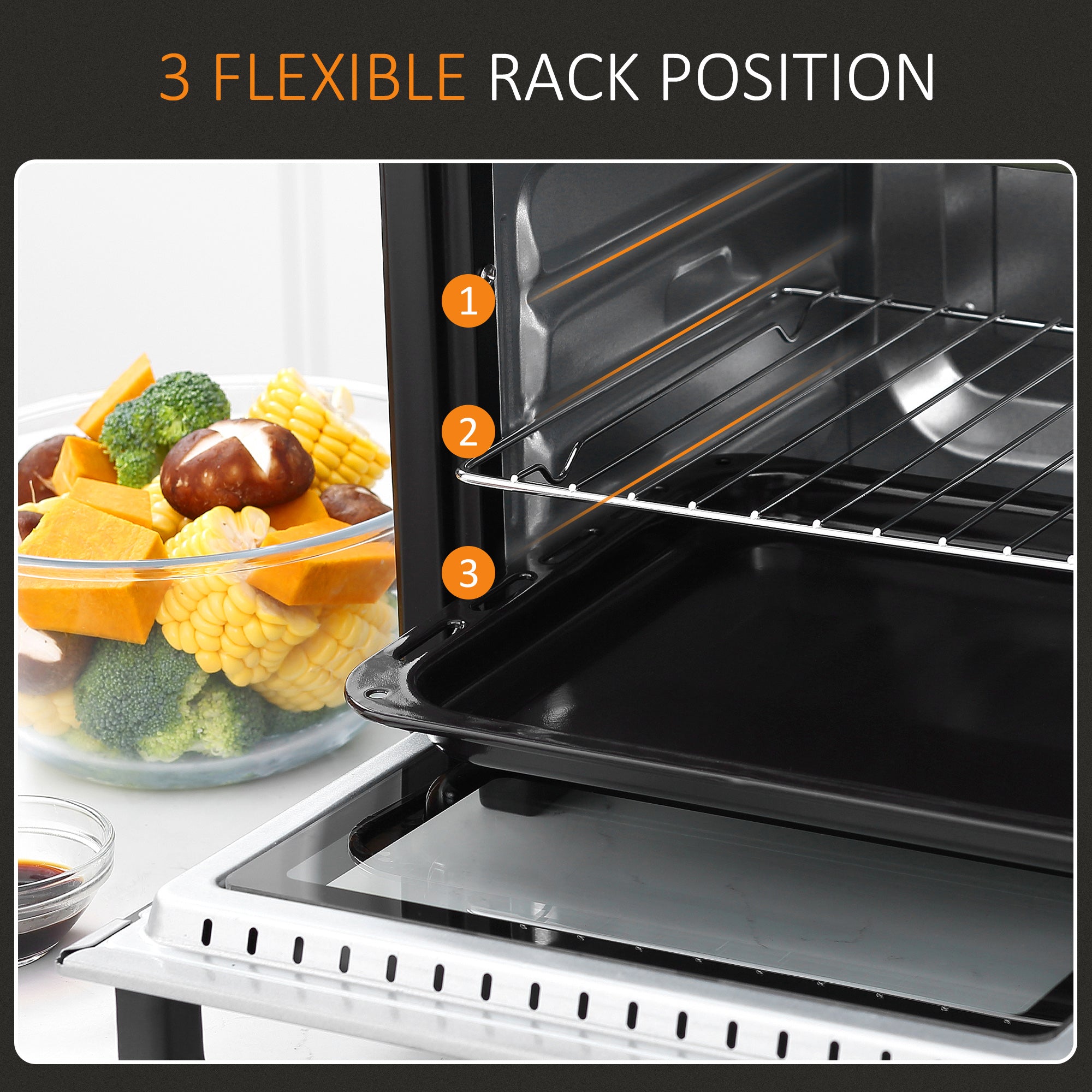HOMCOM 16L Mini 1400W Countertop Oven - Black/Silver Tone - North Peak Garden Furniture