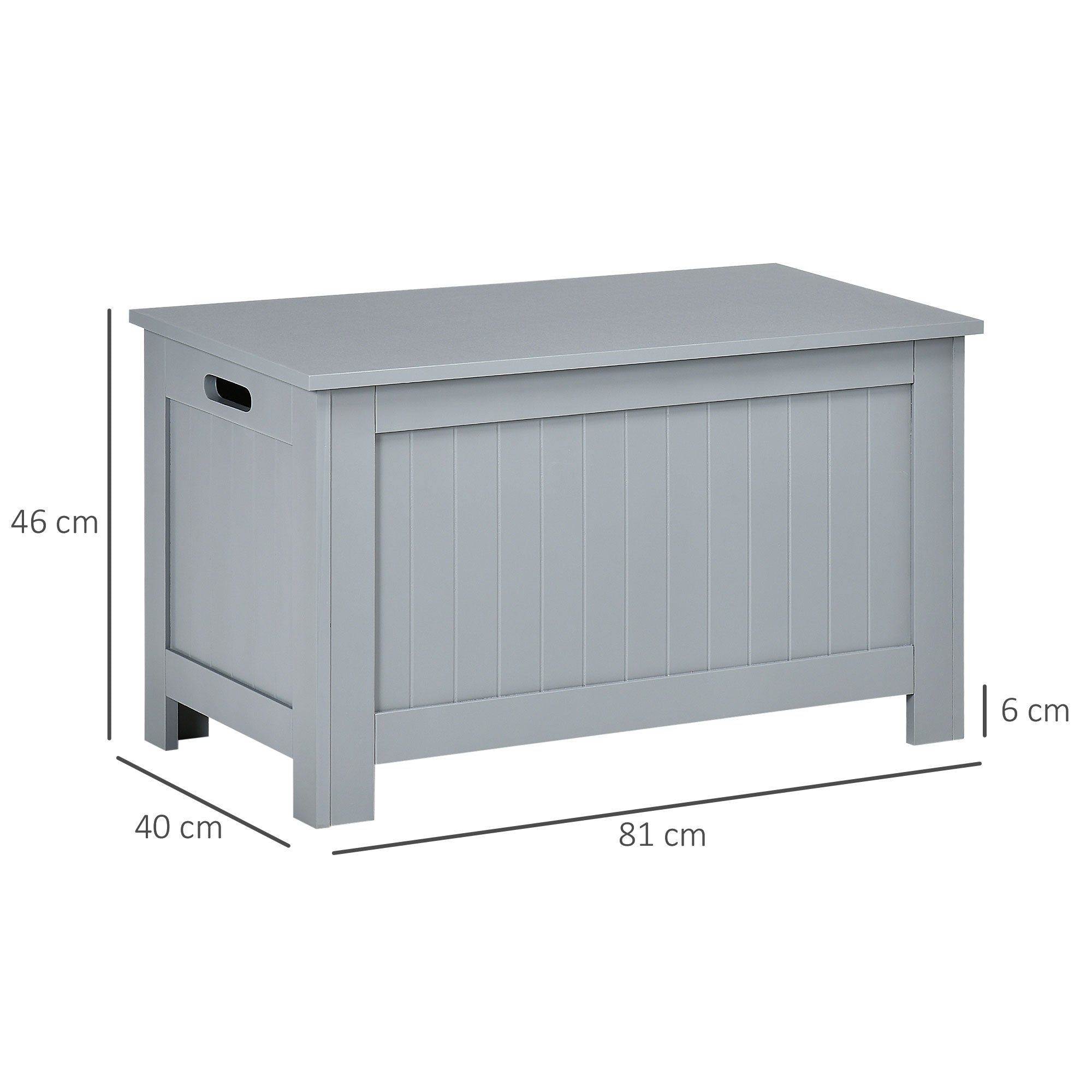 HOMCOM Large Storage Box Toy Chest Cabinet Container Unit Organizer with Lid & Safety Hinges, Grey - North Peak Garden Furniture