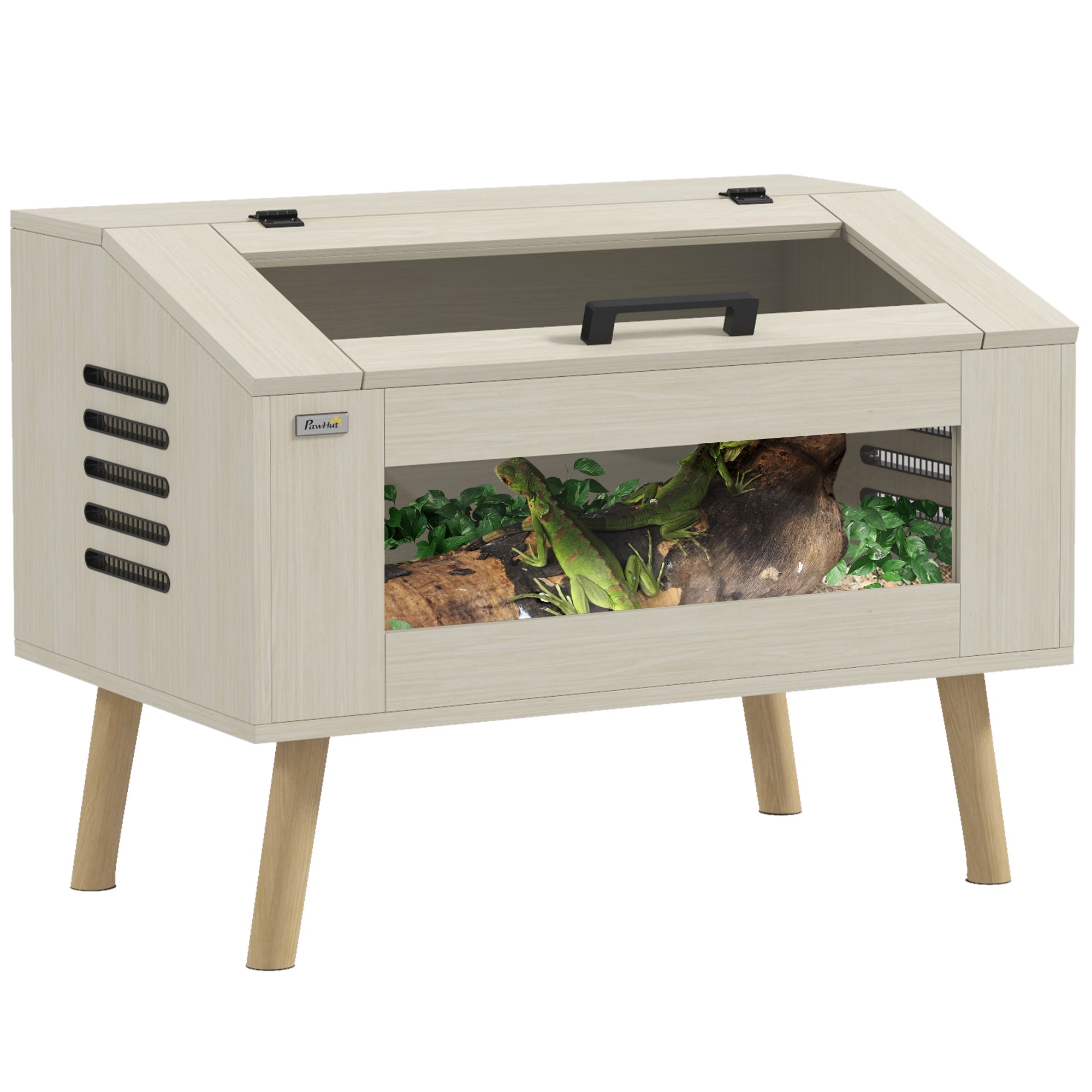 PawHut 111L Vivarium for Snakes, Lizards, Horned Frogs, Chameleons, Hamsters, Gerbils with Tempered Glass Windows - North Peak Garden Furniture