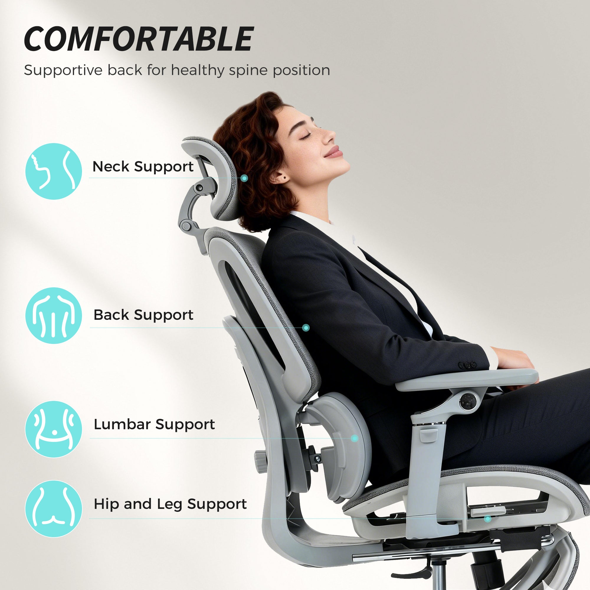 HOMCOM Ergonomic Office Chair, High Back Mesh Desk Chair, Grey