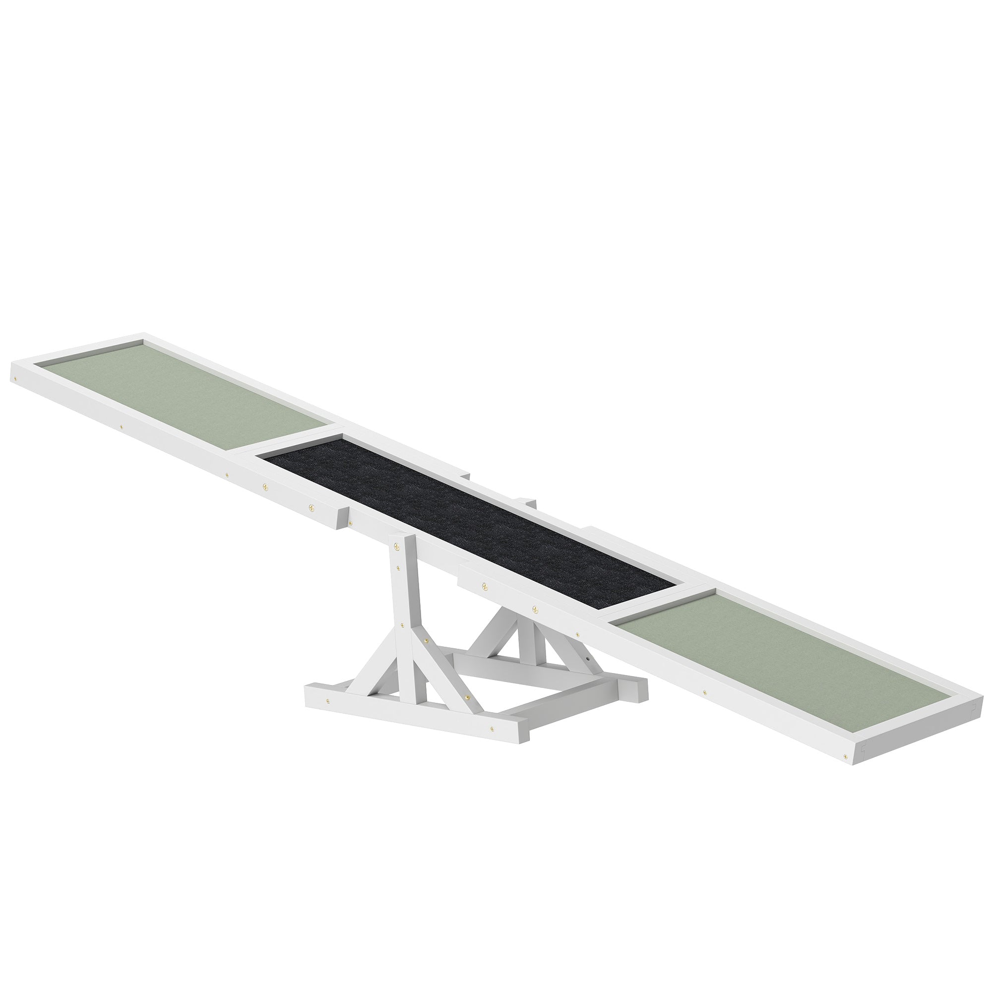 PawHut Wooden Pet Seesaw for Big Dogs, Dog Agility Equipment with Anti-Slip Surface - White - North Peak Garden Furniture