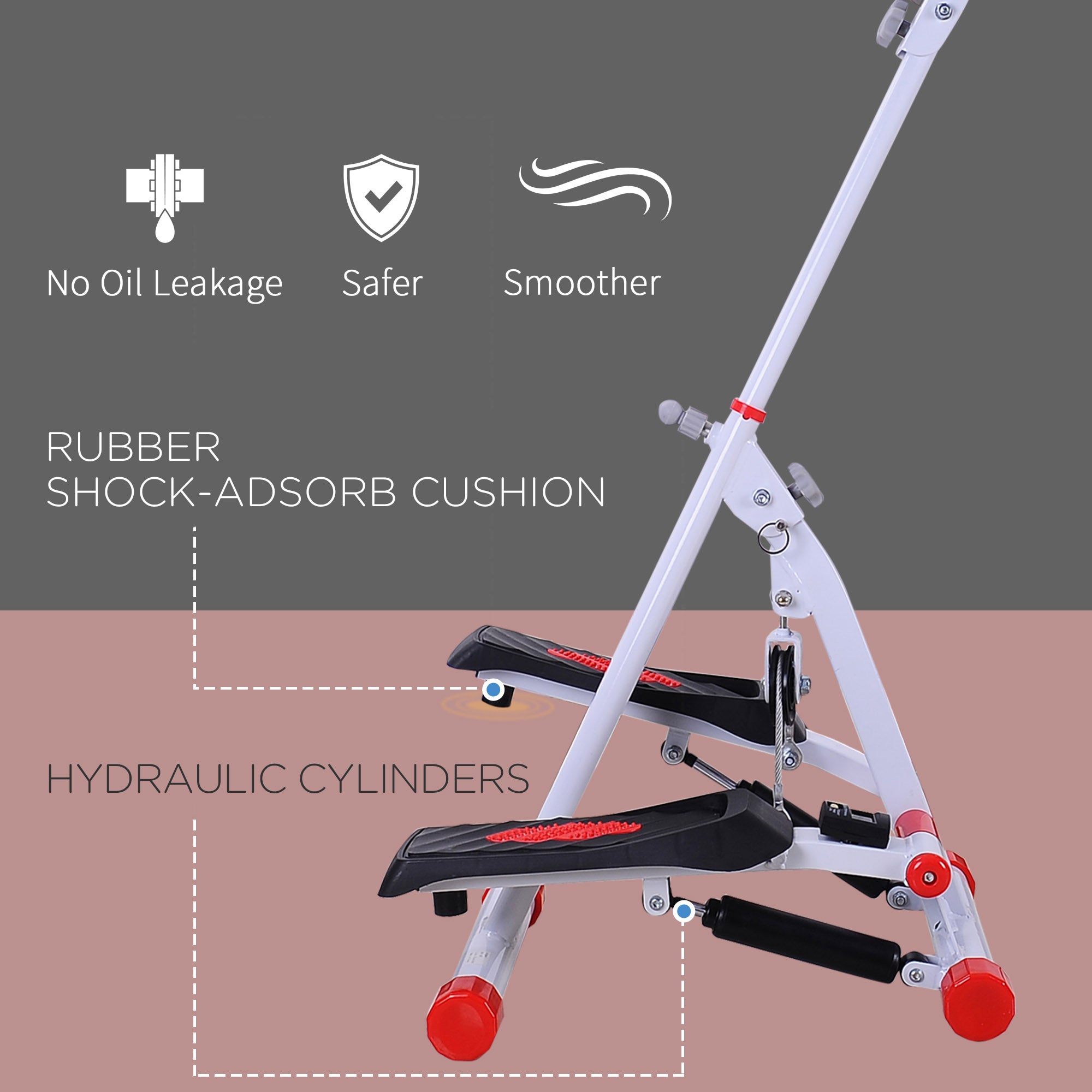 HOMCOM Foldable Step Machine, Height Adjustable Stepper w/ LCD Display and Handlebar, Twister Steppers for Exercise Workout Home Gym Office - North Peak Garden Furniture