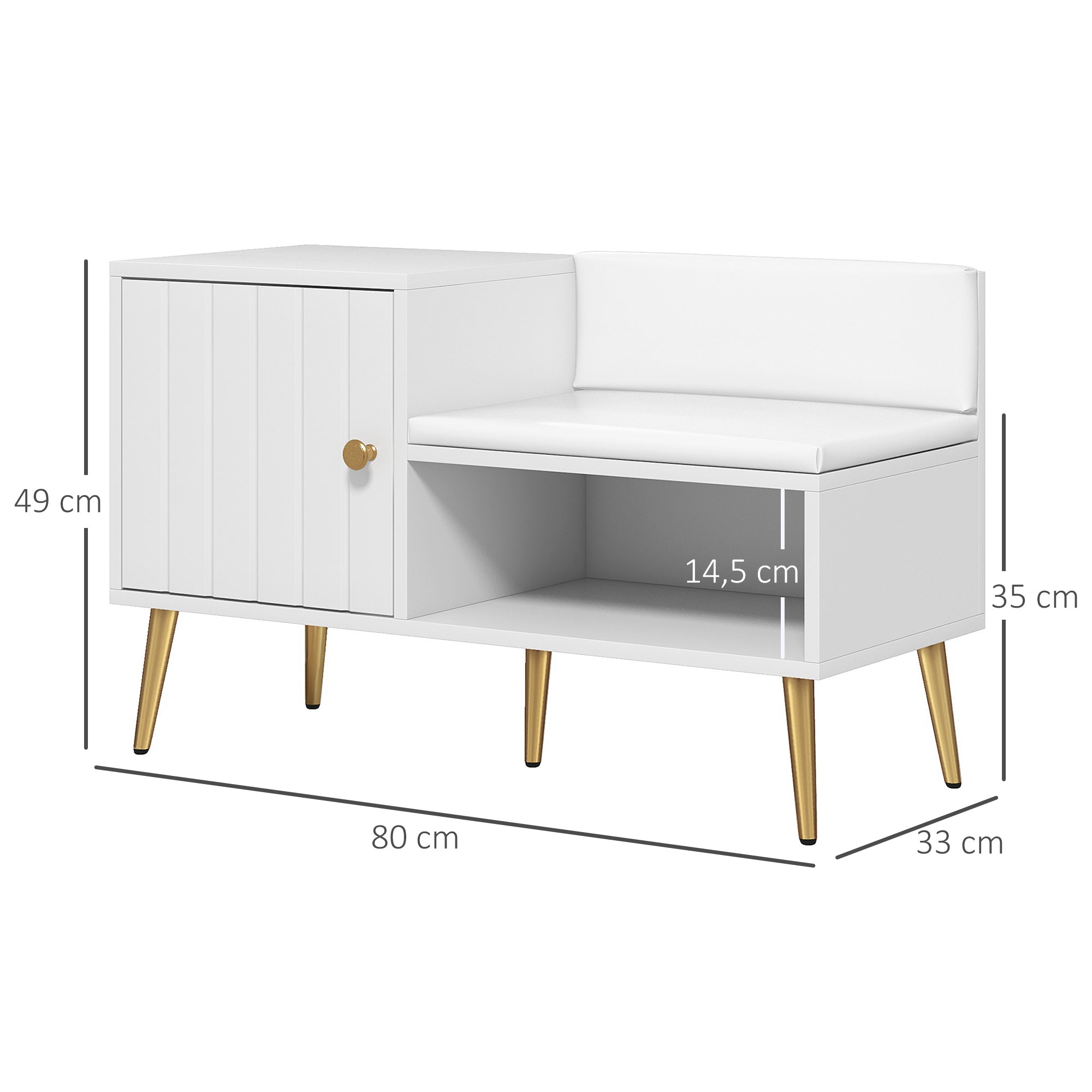 HOMCOM Shoe Storage Unit, with Padded Seat - White - North Peak Garden Furniture
