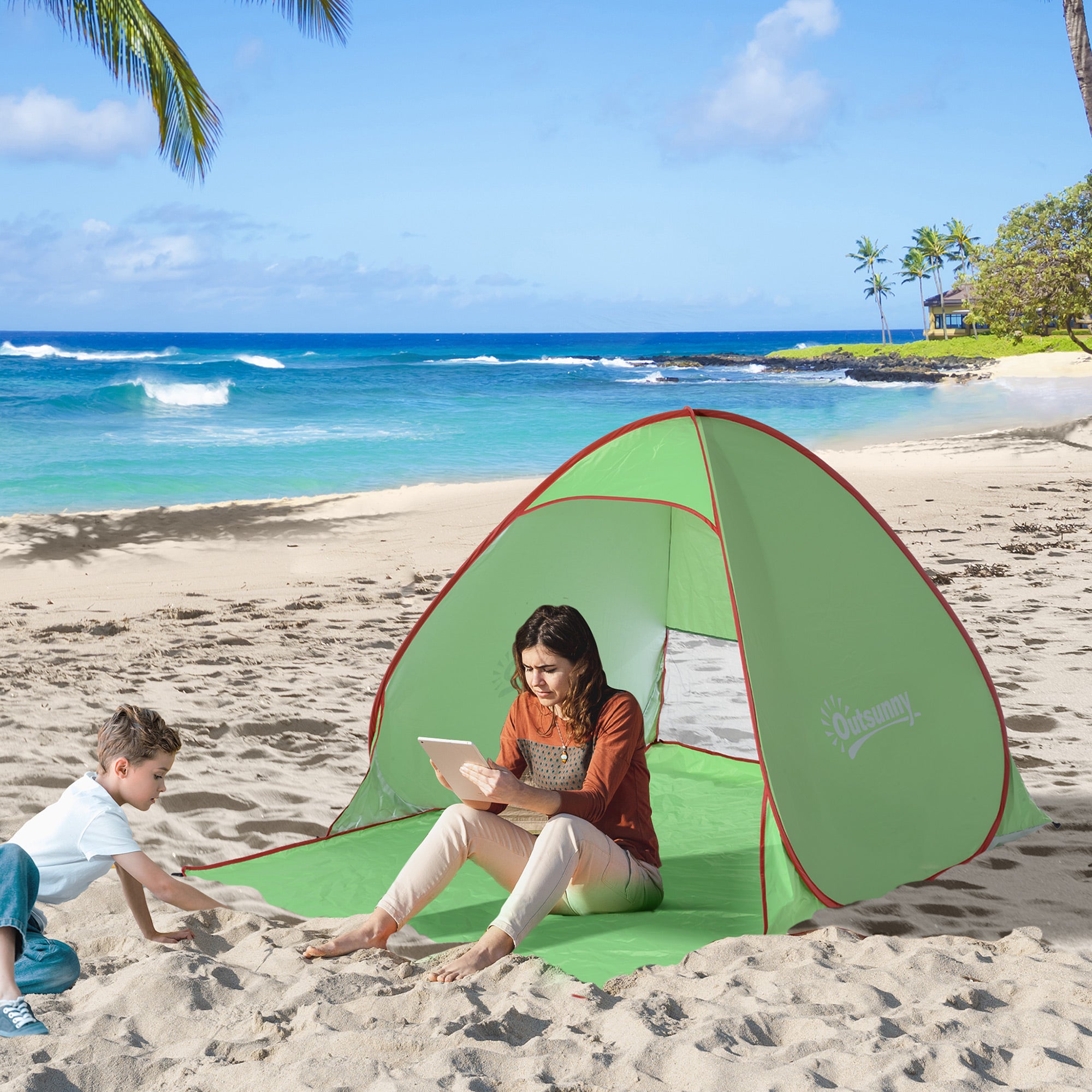 Outsunny Pop Up Tent Beach Fishing Camping UV Protection Patio Sun Shade Shelter - North Peak Garden Furniture