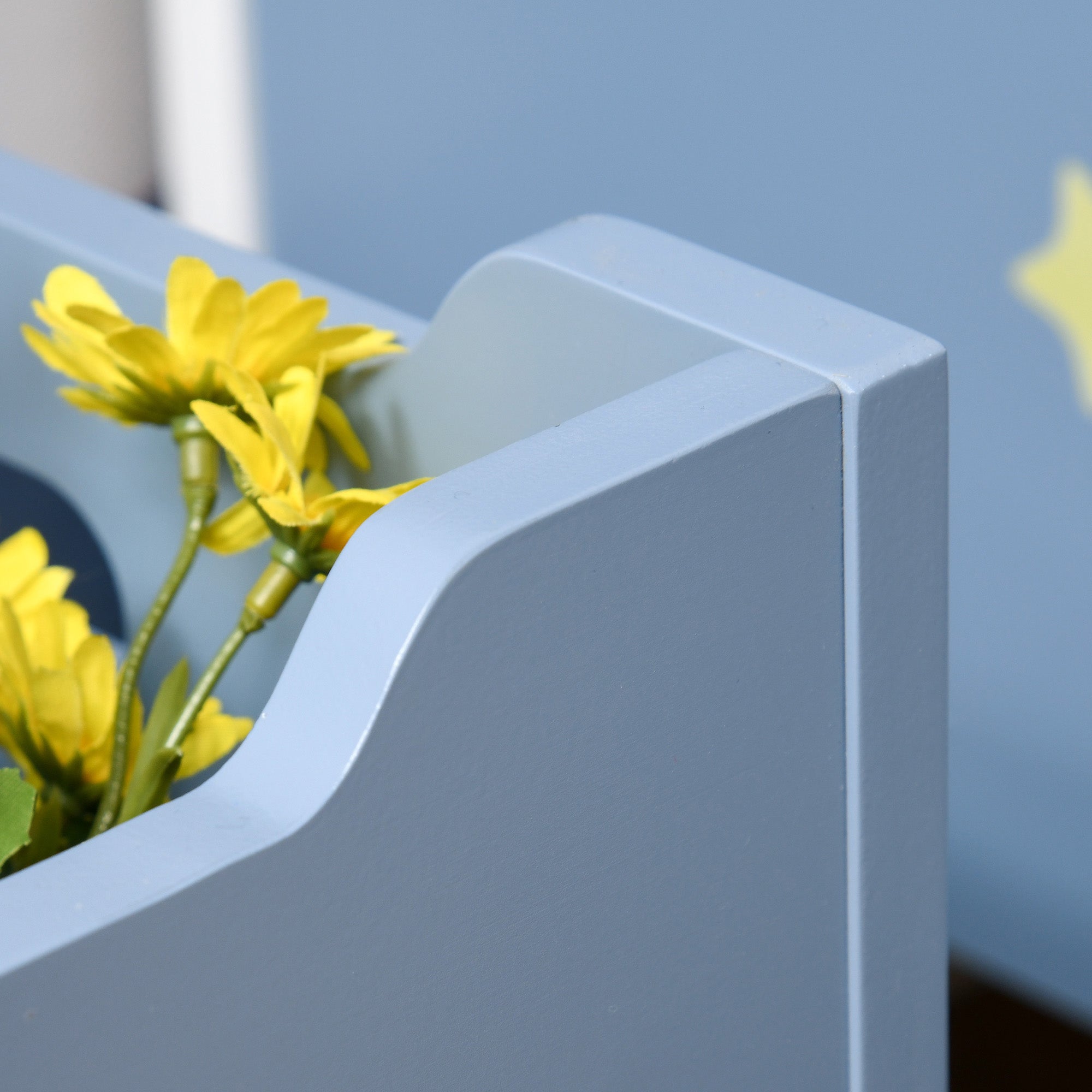 HOMCOM Kids Wooden Toy Box Children Storage Chest Organiser Side Handle Safety Hinge Play Room Furniture Blue - North Peak Garden Furniture