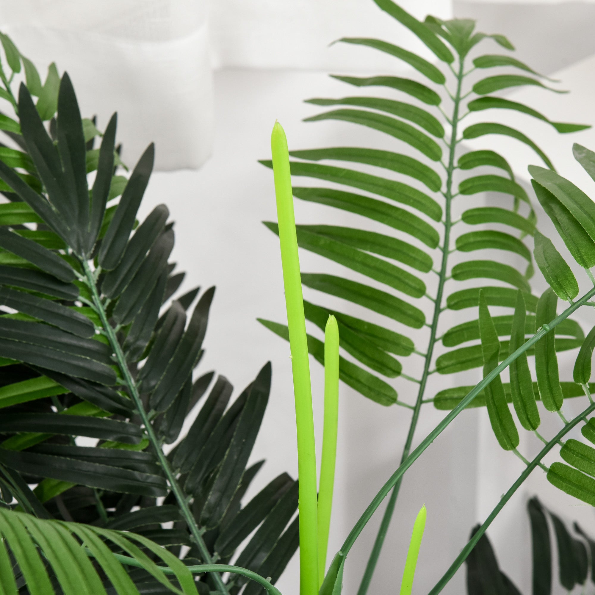 Outsunny 2 Pack Artificial Plant Palm Tree in Pot, Fake Plants for Home Indoor Outdoor Decor, 125cm, Green - North Peak Garden Furniture