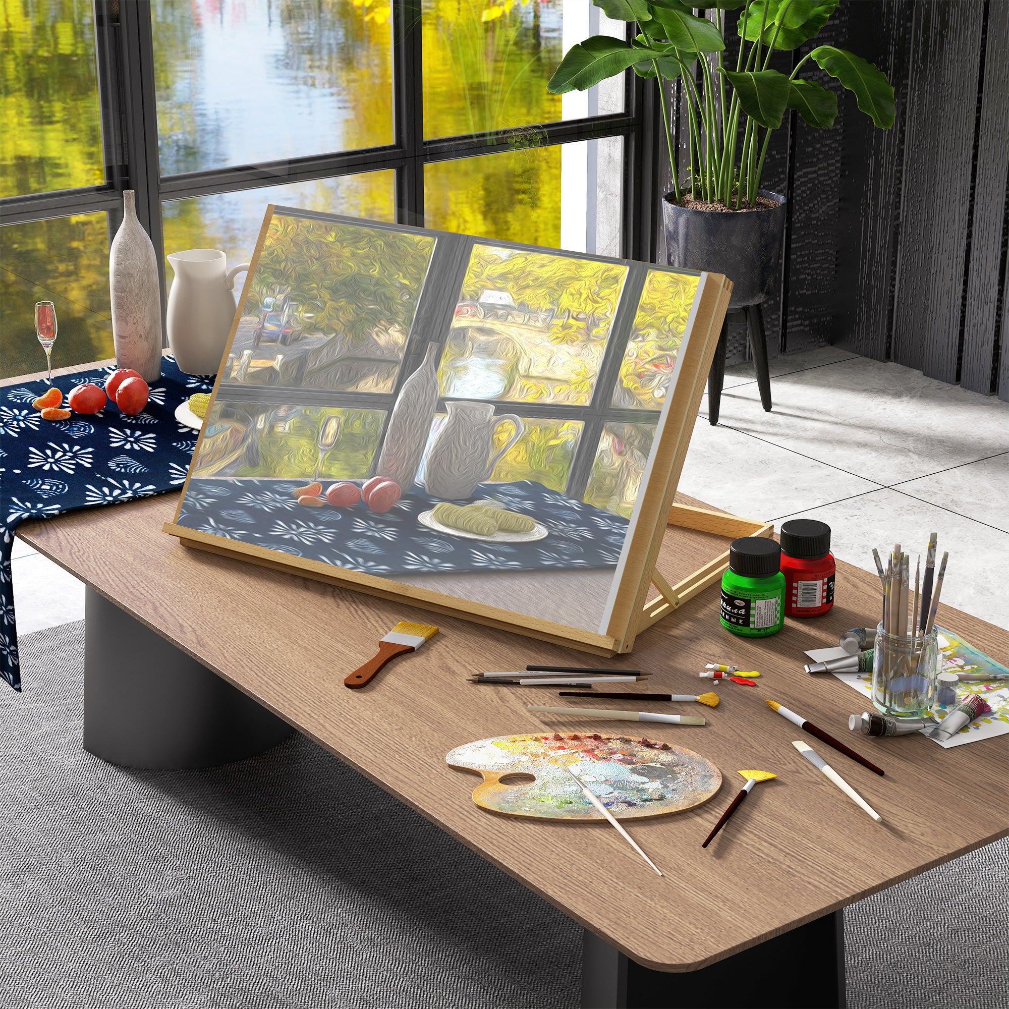 Vinsetto Desktop Table A2 Easel Craft Workstation, Adjustable Beechwood Table Top Easel, Portable Folding Artist Drawing & Sketching Board for Adults, Beginners, Artists Painting - North Peak Garden Furniture