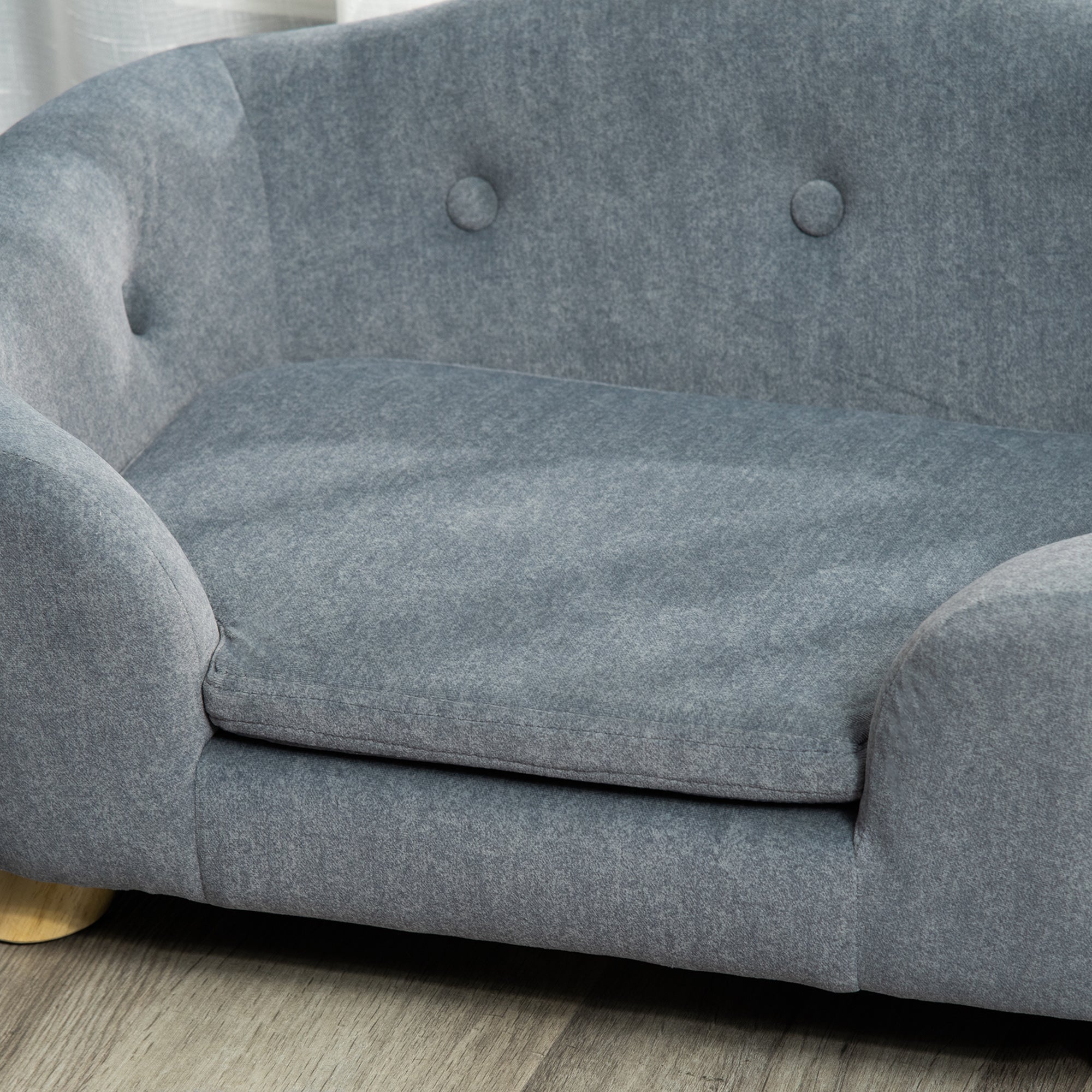 PawHut Dog Sofa Bed Pet Chair Couch with Water Resistant Fabric, Kitten Lounge with Soft Cushion Washable Cover, Wooden Frame for Mini Size Dogs - Grey - North Peak Garden Furniture