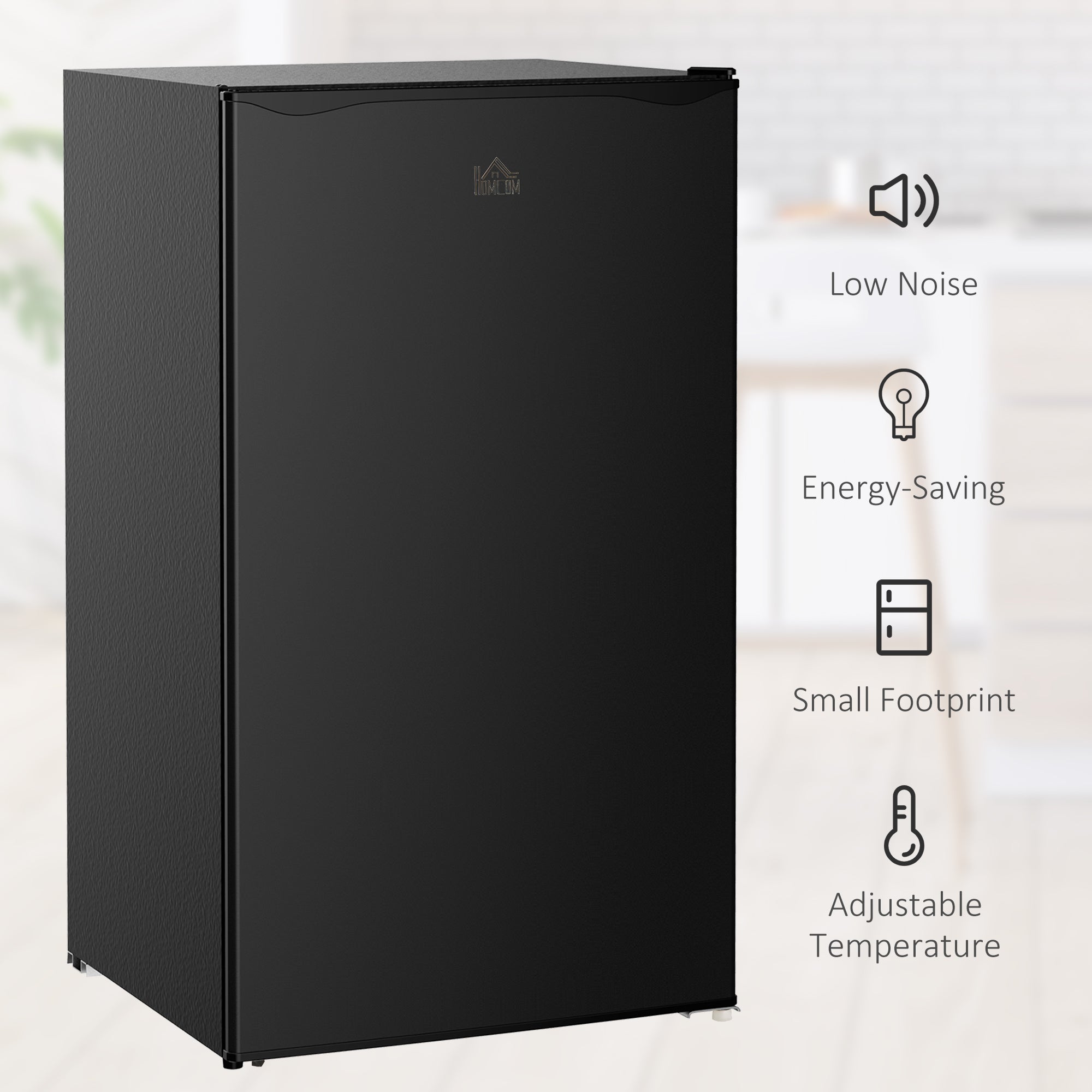 HOMCOM 91 Litre Freestanding Under Counter Fridge Freezer with Chiller Box, Reversible Door, Adjustable Thermostat, 47.5cm Wide, Noise Level: Decibels 40, Black - North Peak Garden Furniture