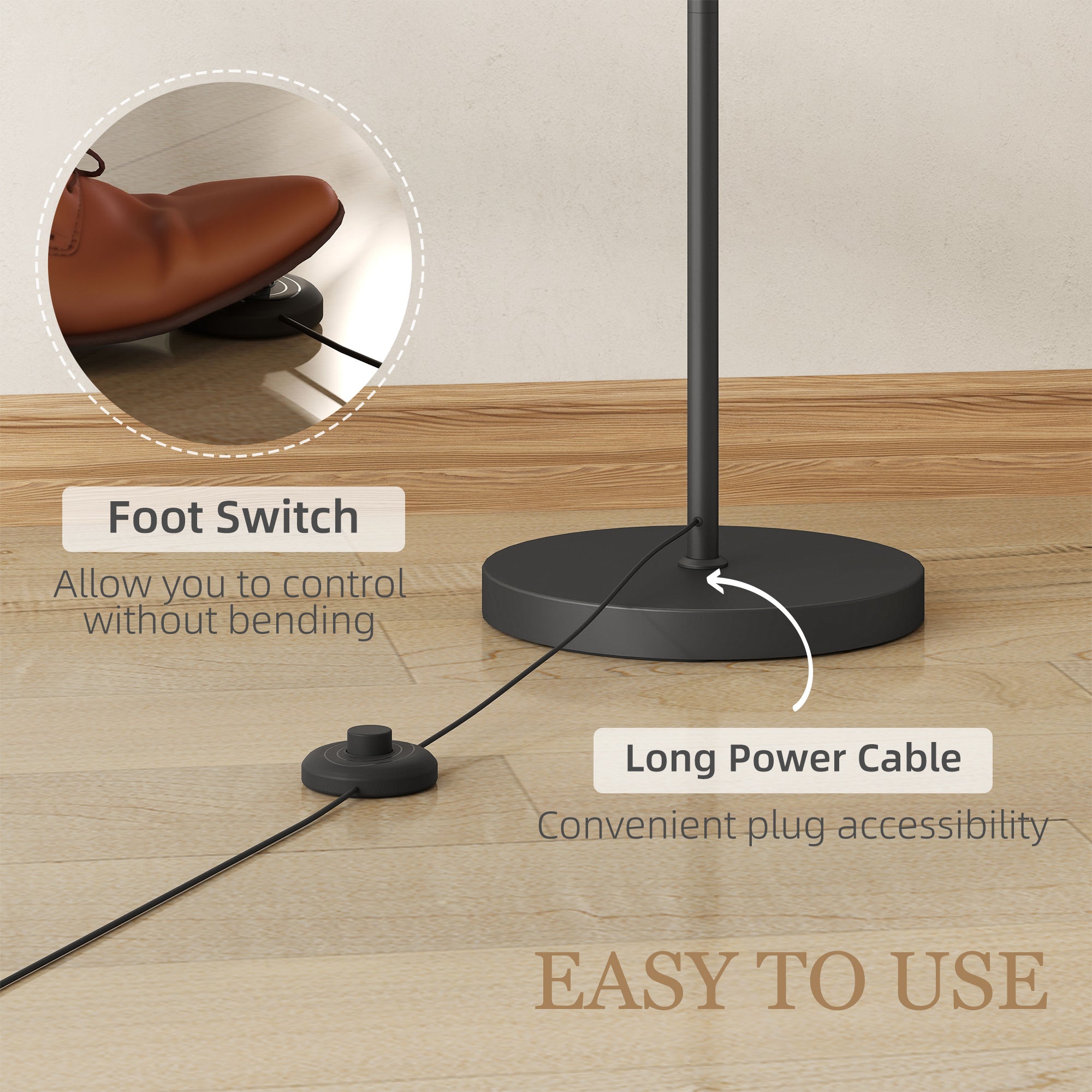 HOMCOM LED Floor Lamp, Stepless Dimmable Reading Standing Lamp with Magnetic Remote Control and 11 Colours Temperature & 11 Brightness Levels, 60 Min Timer for Living Room, Bedroom, Office, Black - North Peak Garden Furniture