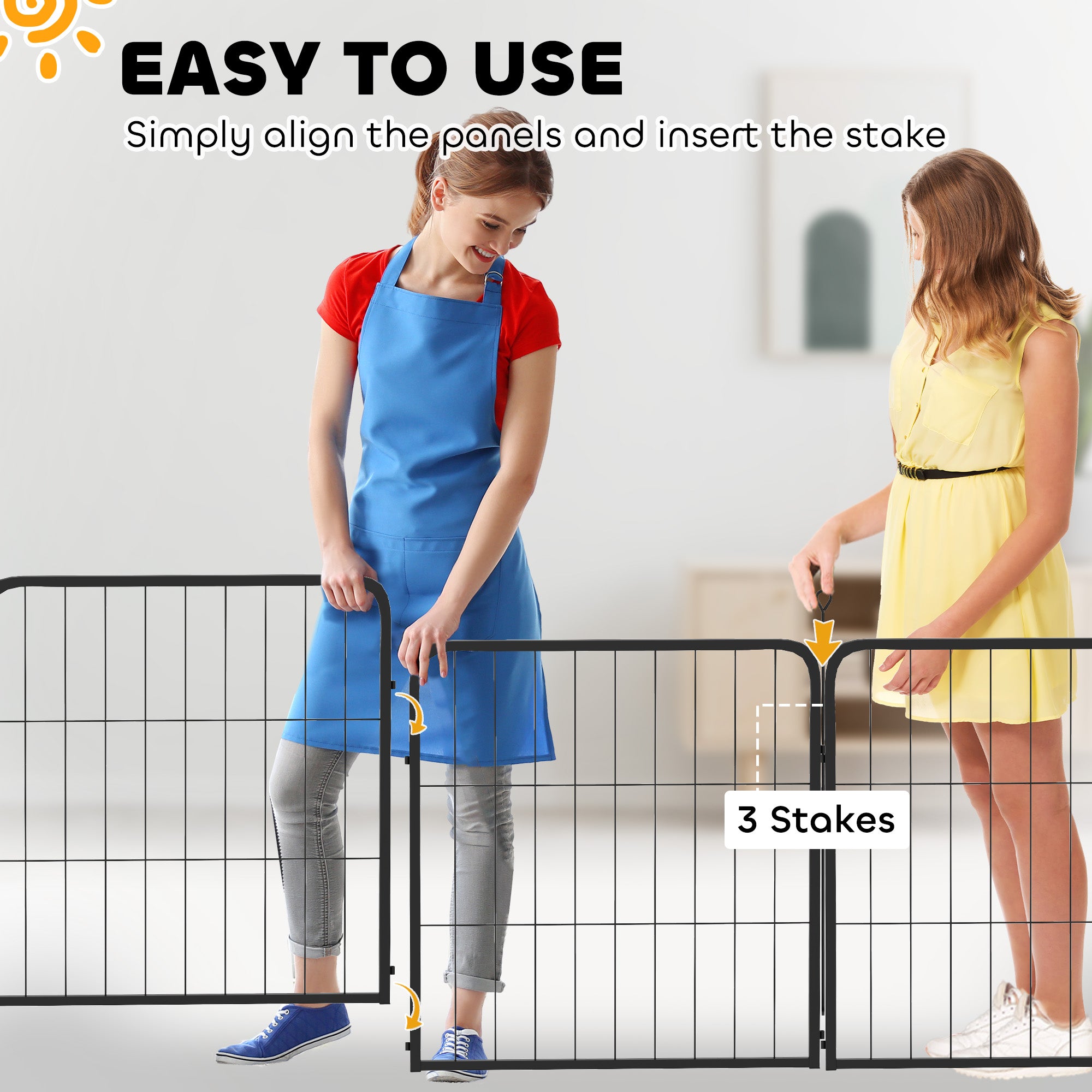 PawHut 2 Piece Dog Pen Expansion Pack for 60cm High Animal Pen with 3 Connecting Stakes - North Peak Garden Furniture