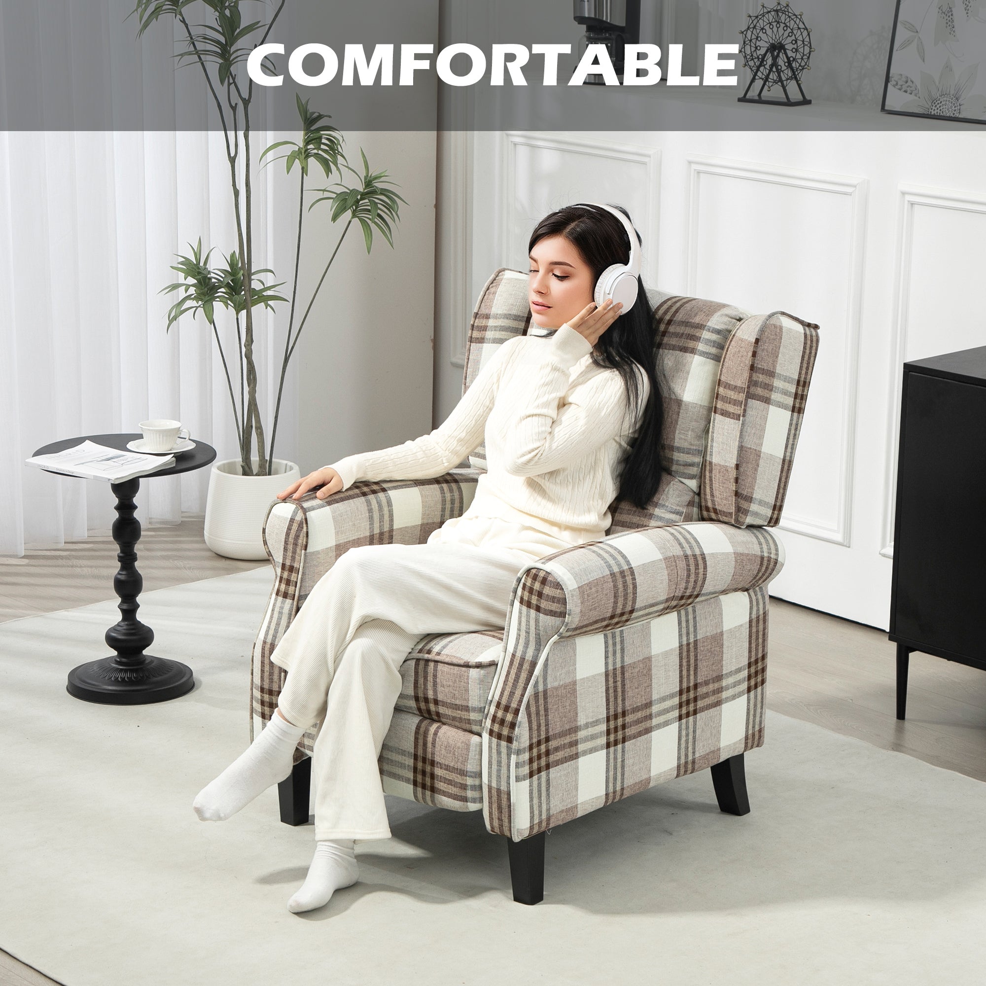 HOMCOM 160° Reclining Armchair, with Footrest - Brown - North Peak Garden Furniture