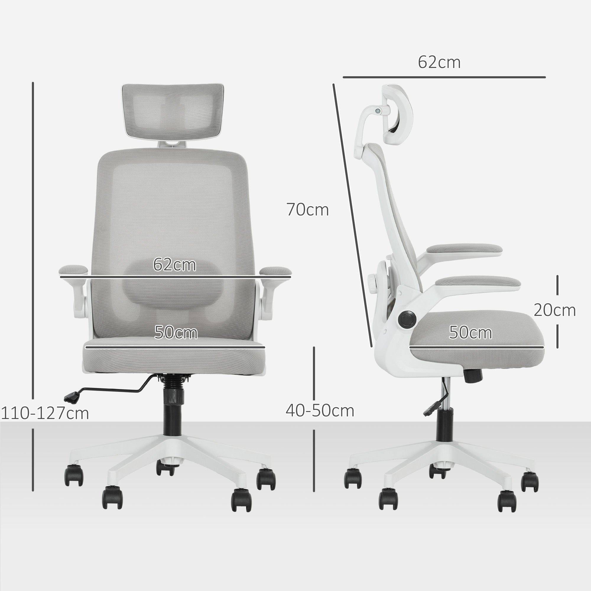 HOMCOM Multi-Adjust Office Chair - Grey - North Peak Garden Furniture