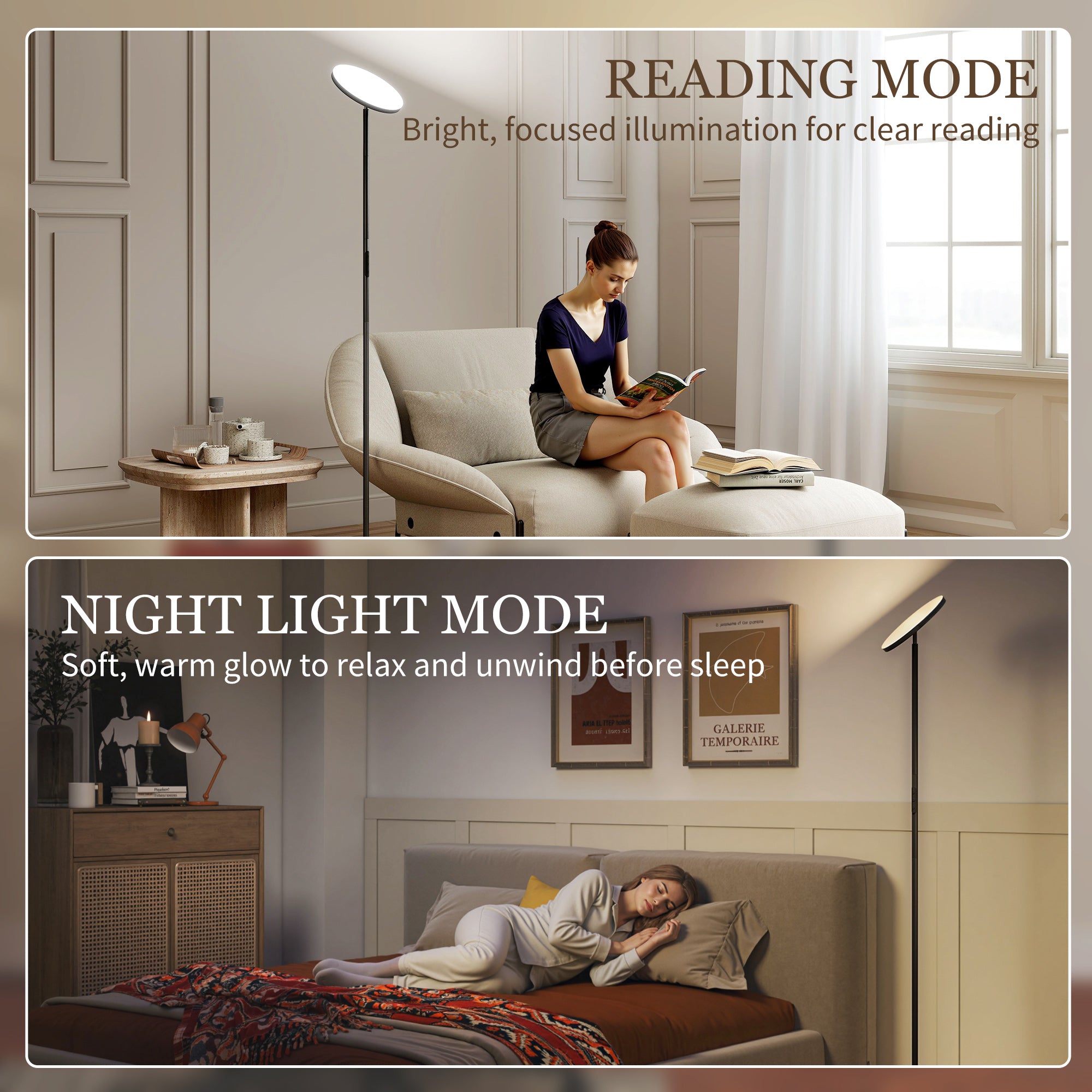 HOMCOM RGB Uplighter Floor Lamp, Tall Dimmable Standing Lamp with Remote & Touch Control, 350° Rotatable Head for Living Room Bedroom, 2700K-6000K Colour Temperatures, Black