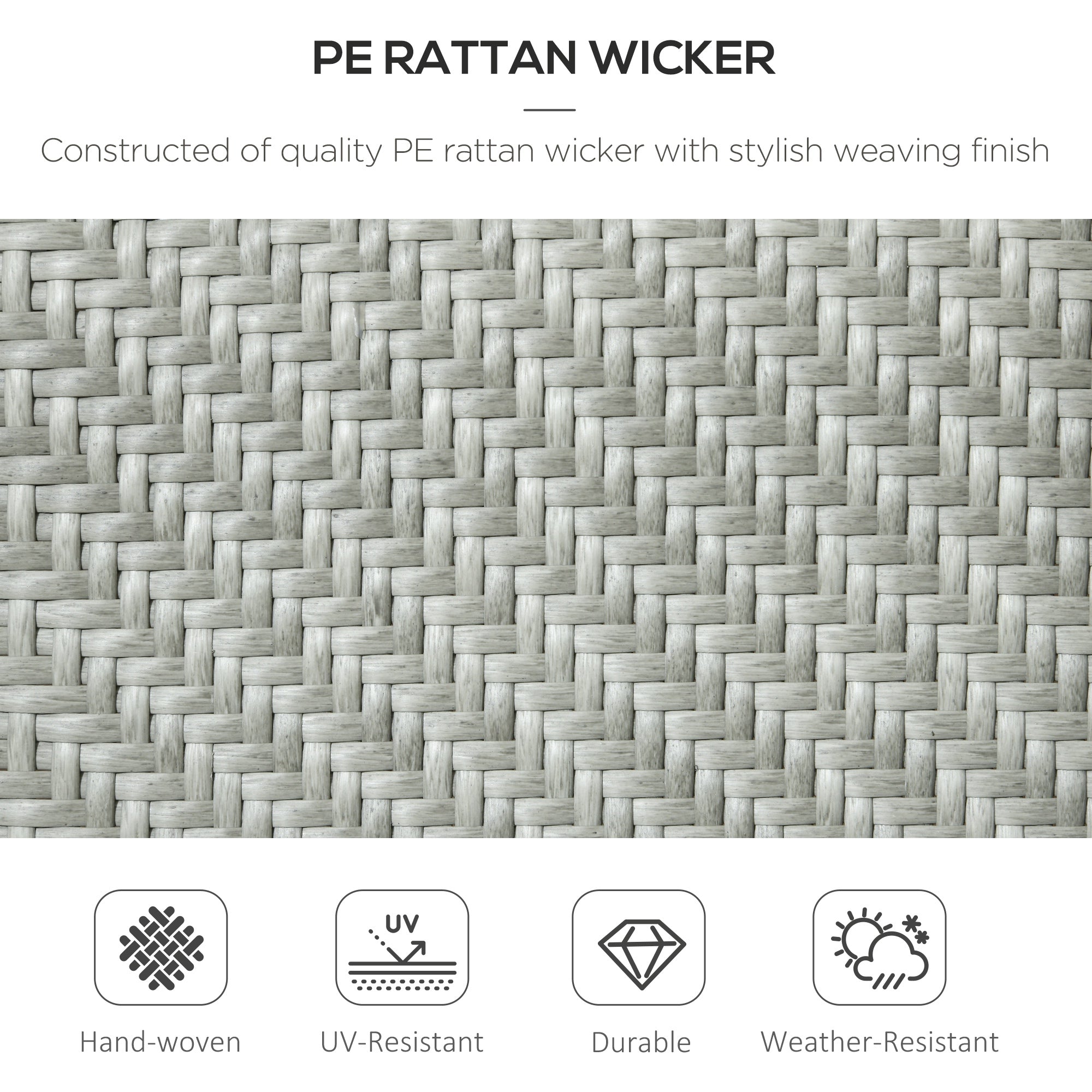 Outsunny Four-Piece Stacking Rattan Garden Seat Set - Mixed Grey - North Peak Garden Furniture