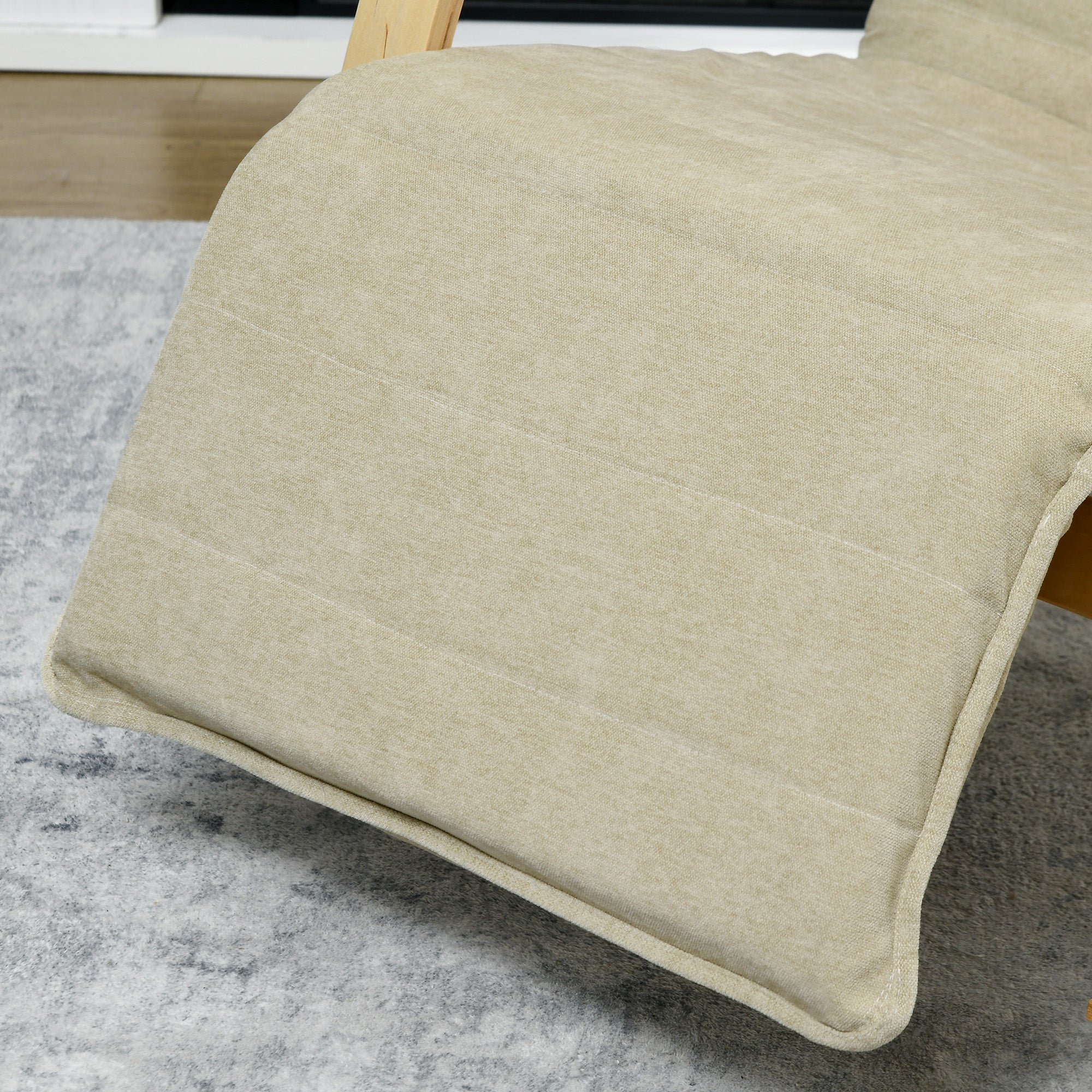 HOMCOM Rocking Lounge Chair Recliner Relaxation Lounging Relaxing Seat with Adjustable Footrest, Side Pocket and Pillow, Khaki - North Peak Garden Furniture
