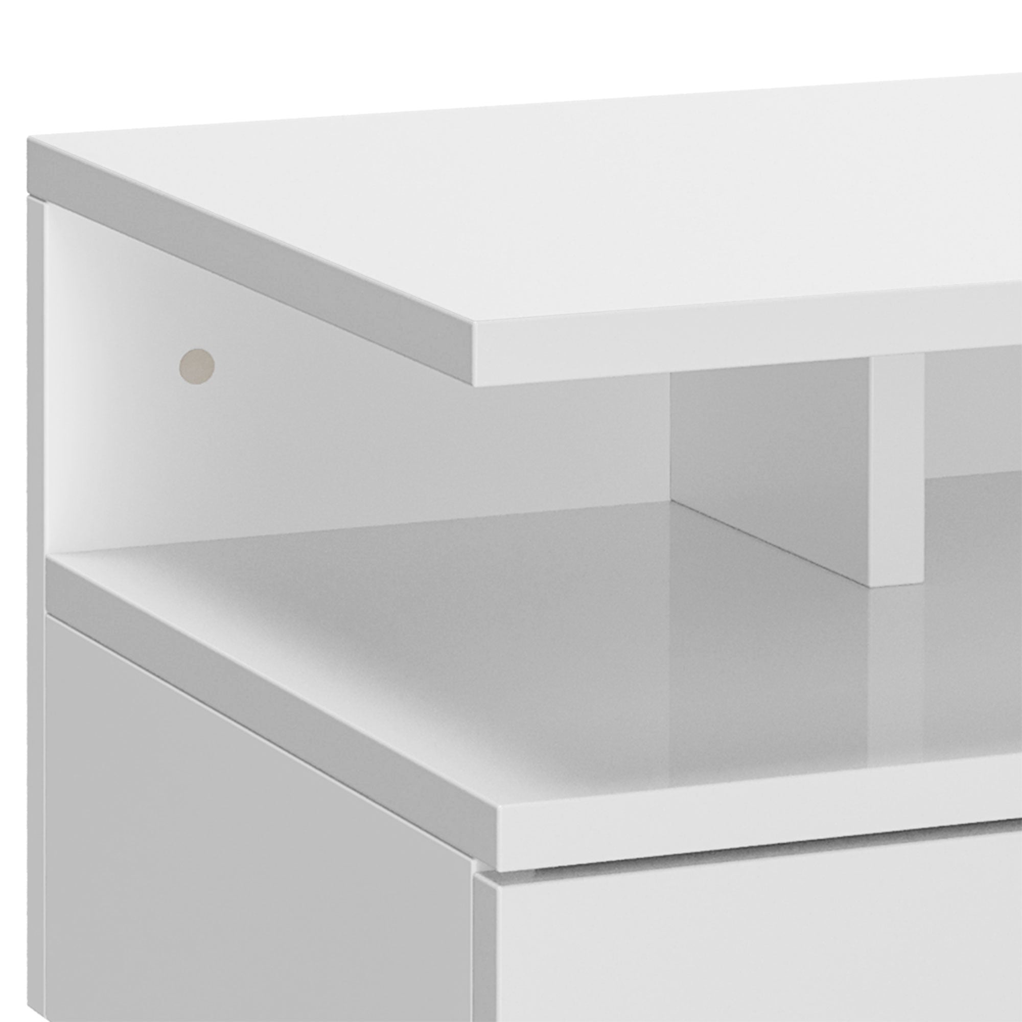 HOMCOM Set of Two Floating High Gloss Bedside Tables - White - North Peak Garden Furniture