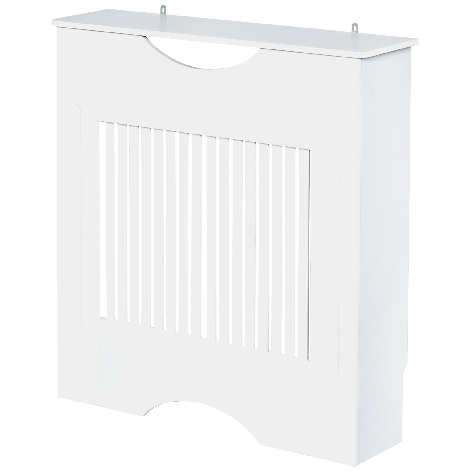 HOMCOM Painted MDF Radiator Cover Heater Cabinet Modern Slatted Home Furniture Living Room Bedroom Worktop White 82H x 78W x 19D - North Peak Garden Furniture