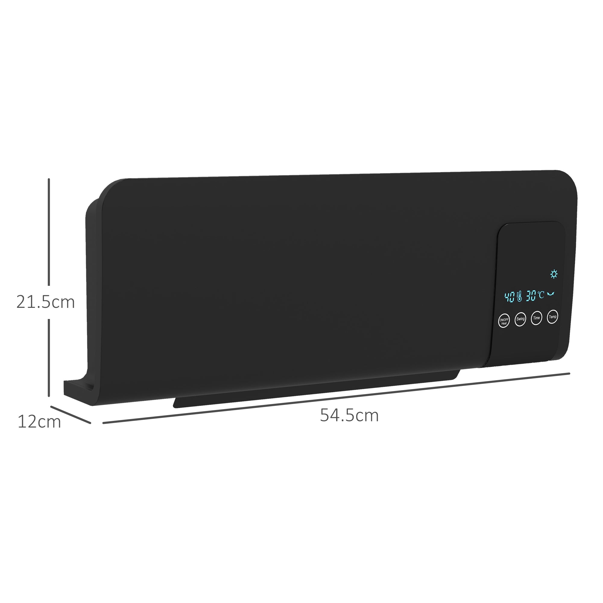 HOMCOM 2000W Wall Mounted Heater, 18-45°C Temperature, Black