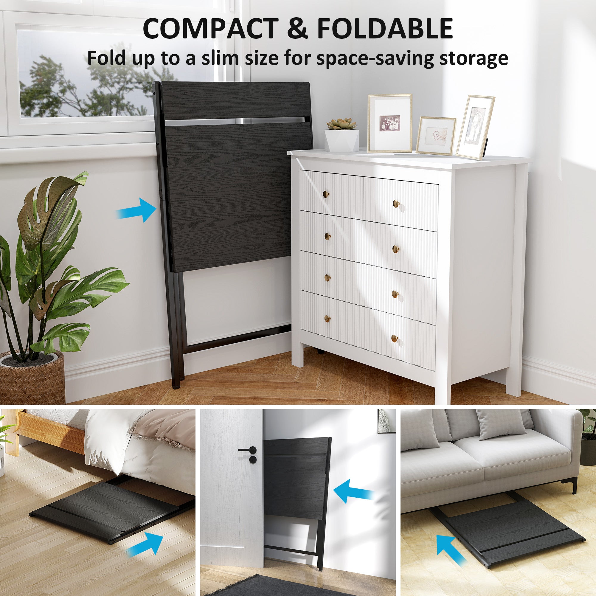 HOMCOM 70 cm Folding Computer Desk with Monitor Shelf - Black